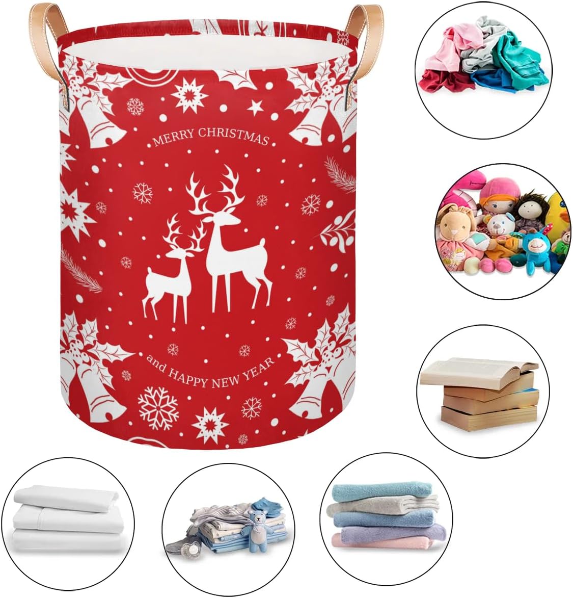 Christmas Deer Collapsible Laundry Basket Eco-Friendly Storage Hamper