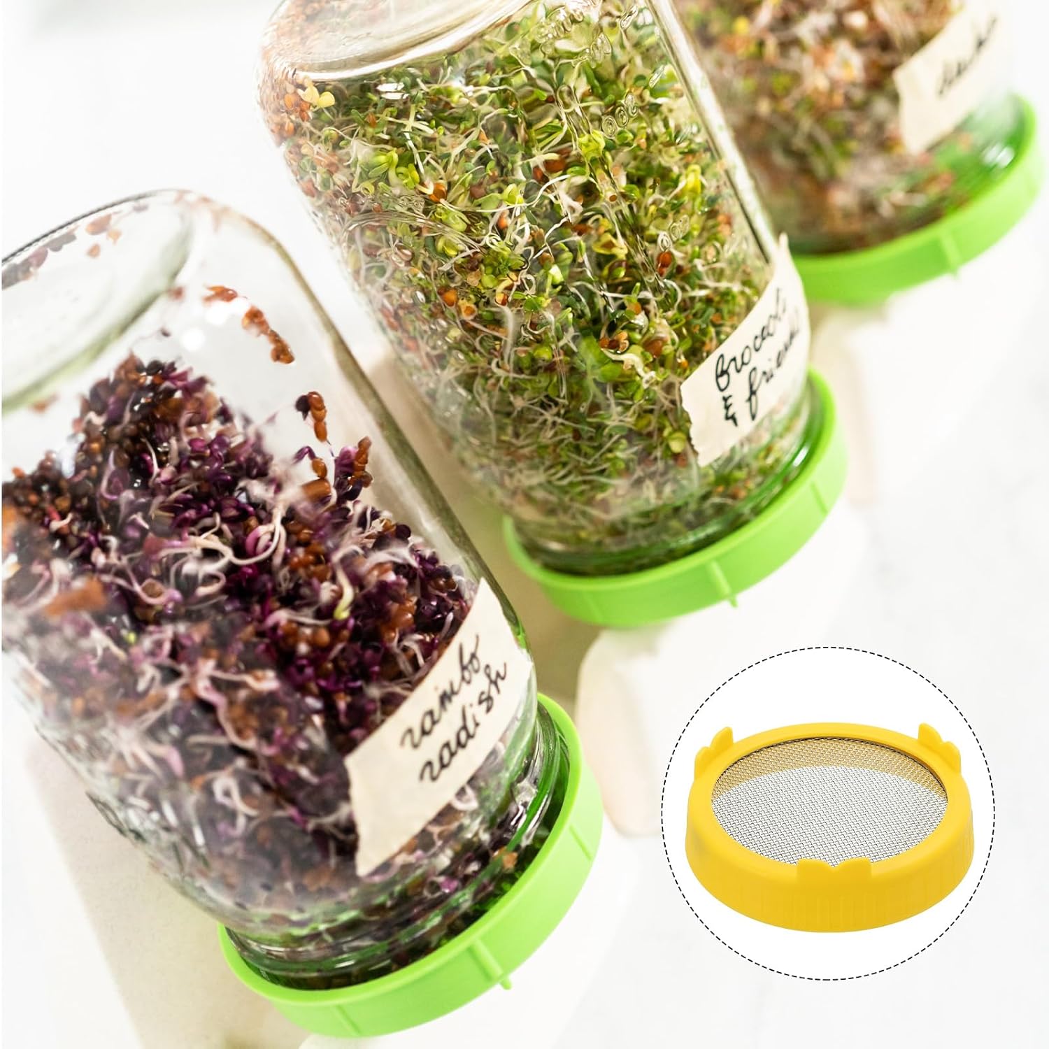 PATIKIL Sprouting Lids 2 Pcs 86mm Yellow