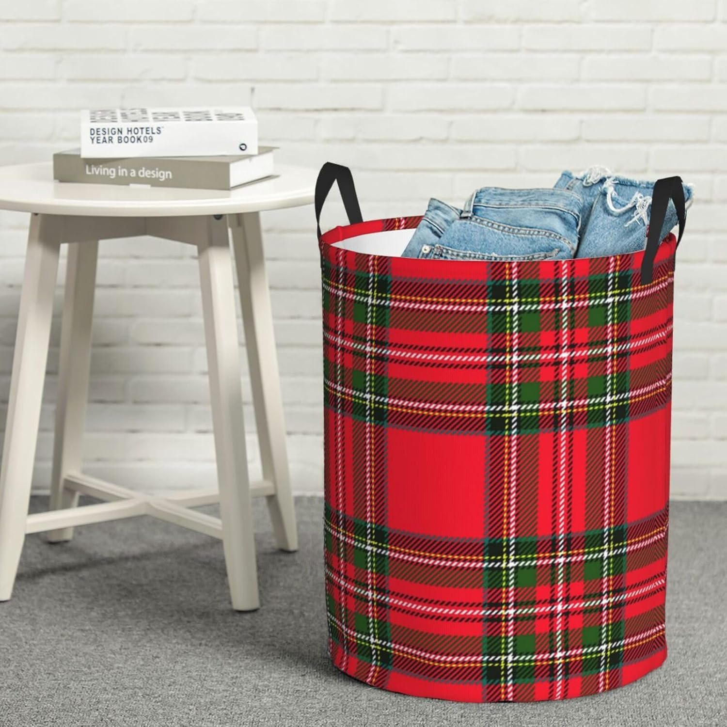 Christmas Plaid Folding Laundry Basket