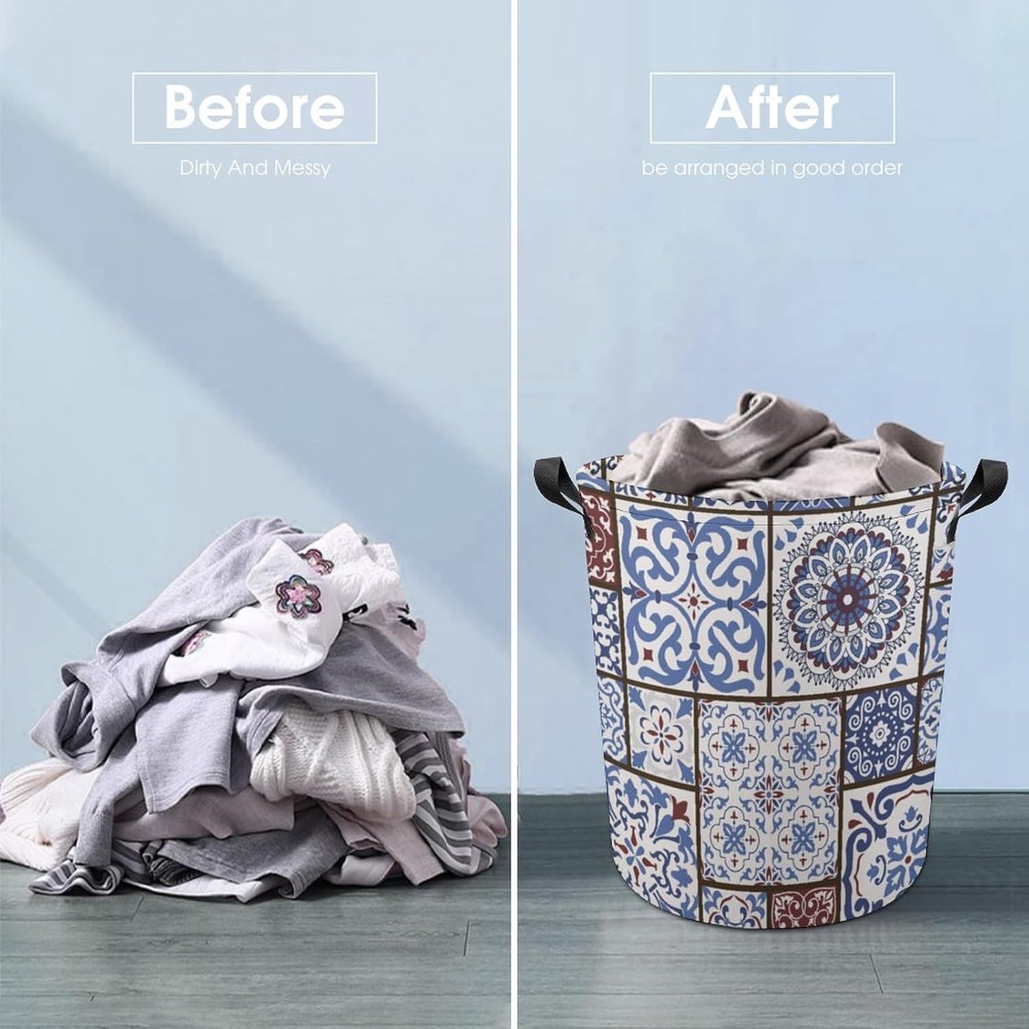 MEIKKO Tile Talavera Style Laundry Hamper