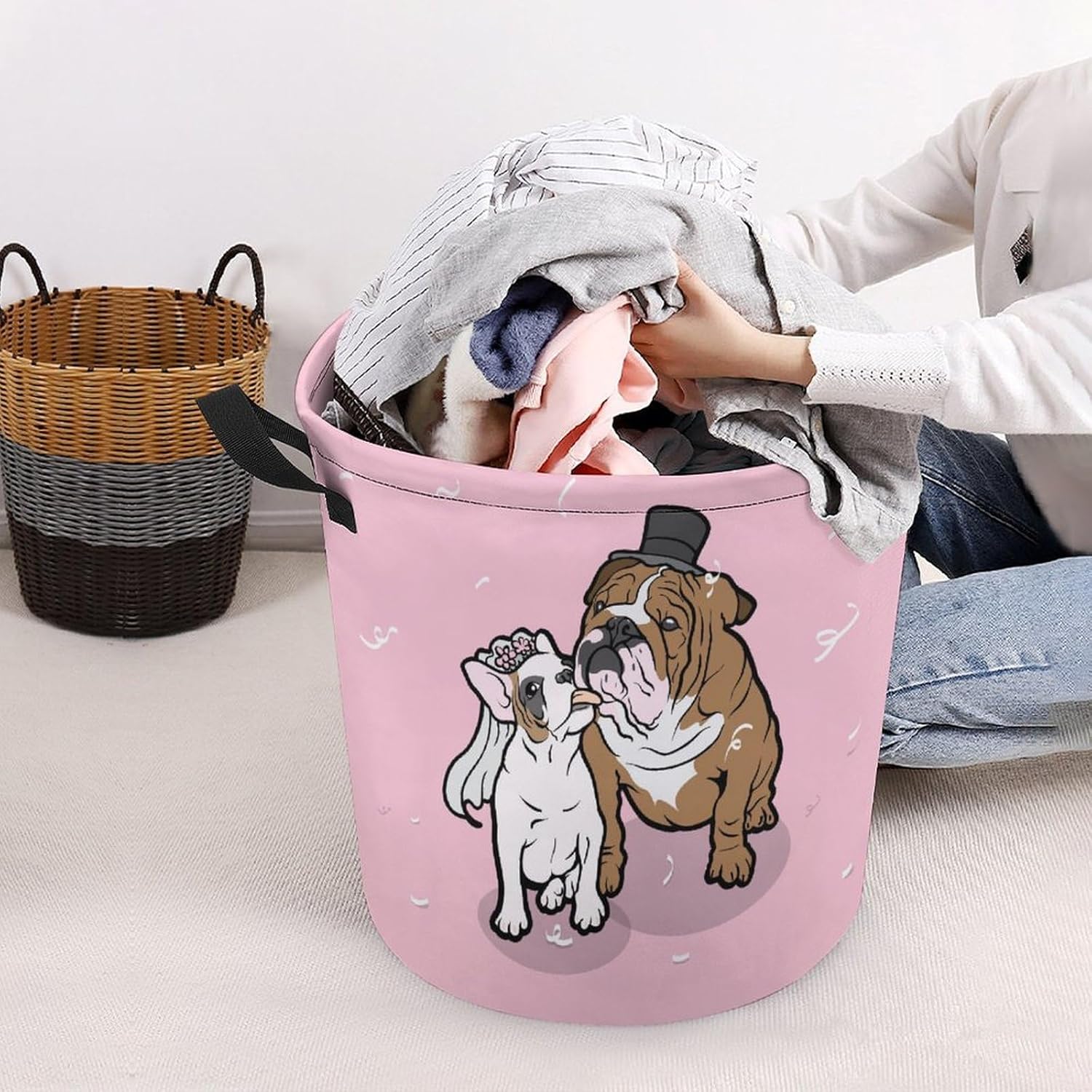 MeikoKo French Bulldog Couple Storage Basket
