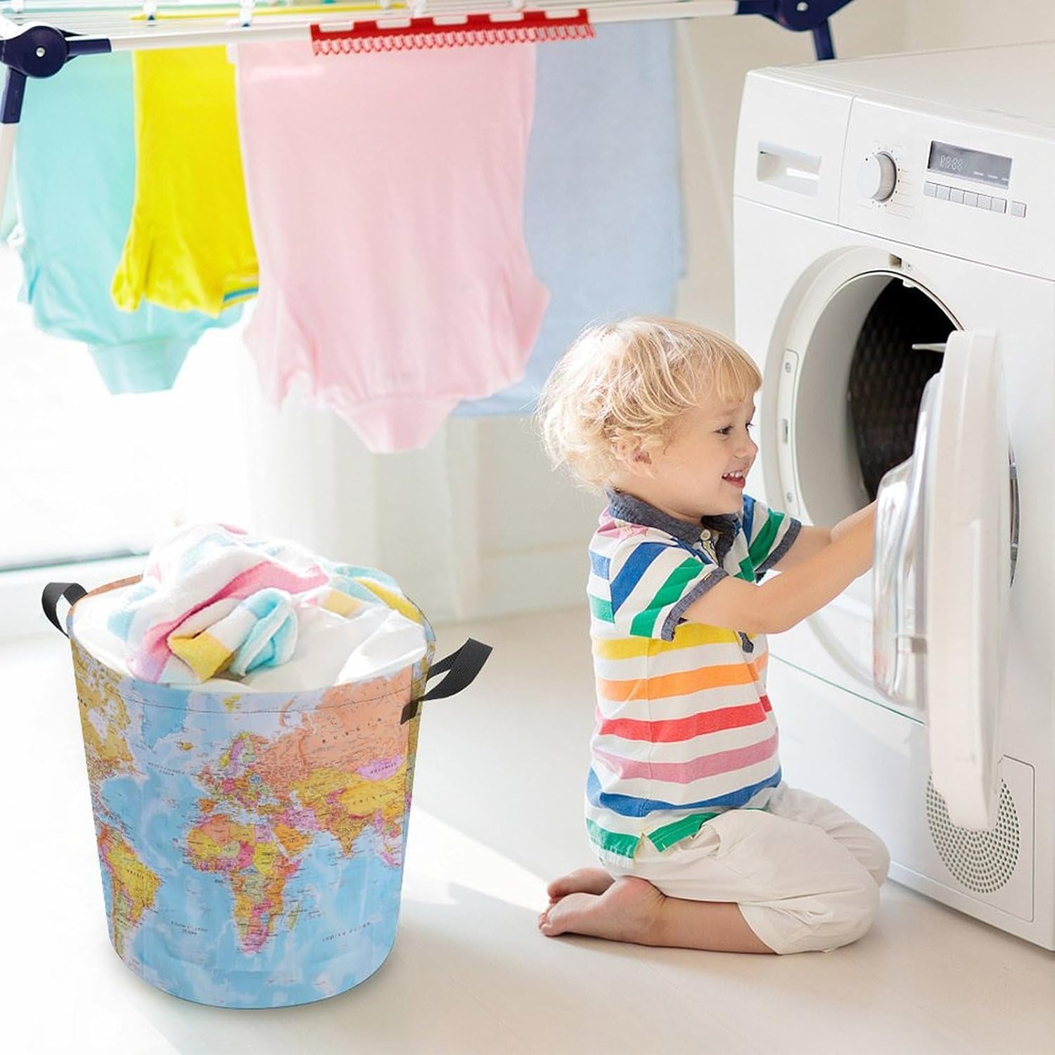 MEIKKO Map of The World Laundry Basket