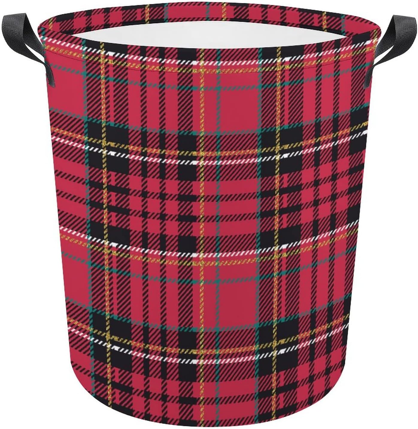 Christmas Plaid Tartan Laundry Hamper Multi-Purpose Organizer