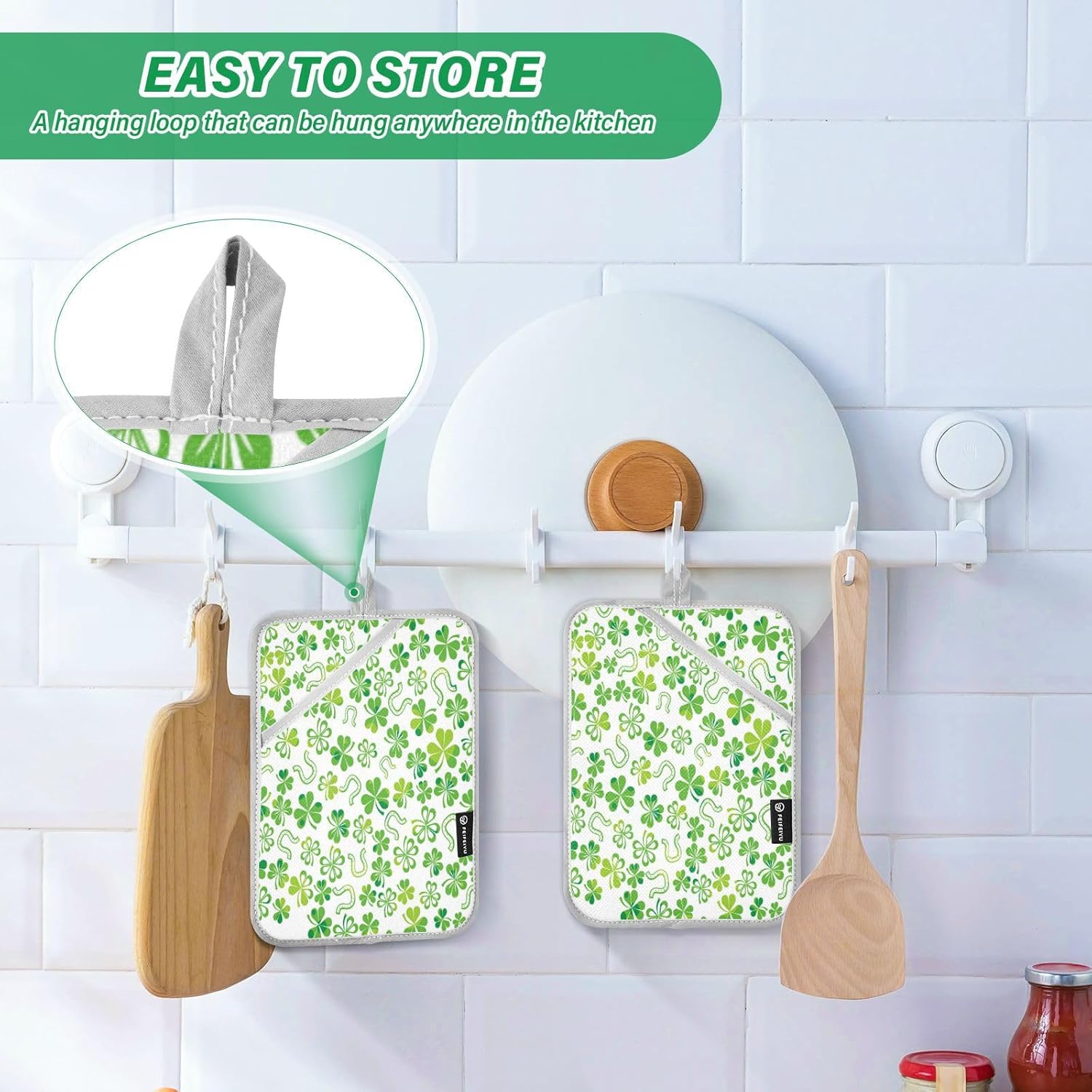 Kcldeci Green Shamrock Potholders 2-Pack