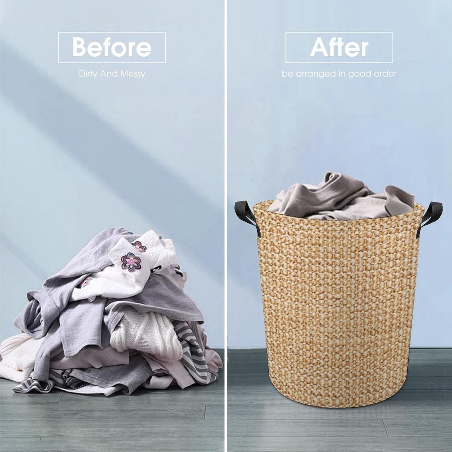 Wicker laundry hamper waterproof foldable for families
