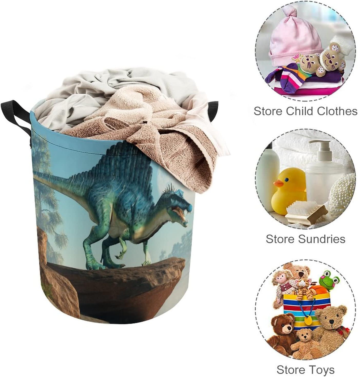 Ultra-Durable 3D Spinosaurus Collapsible Laundry Hamper for Boys Girls