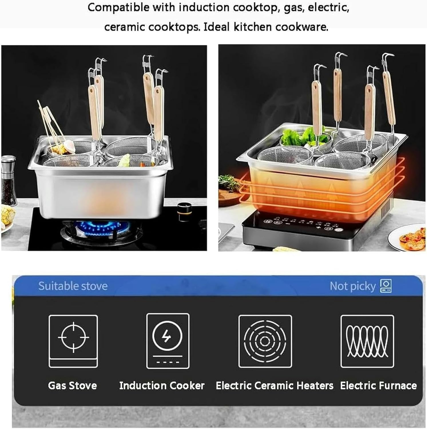 Bingwang 2 4 6 Hole Pasta Cooker Set with Colander