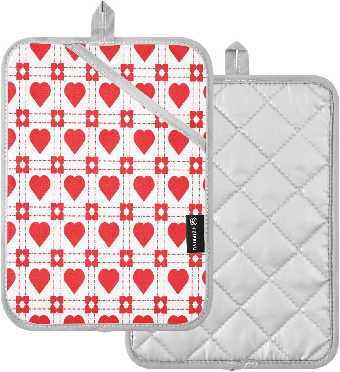 KCldeci Geometric Love 2-Pack Pot Holder Set - Heat-Resistant Durable