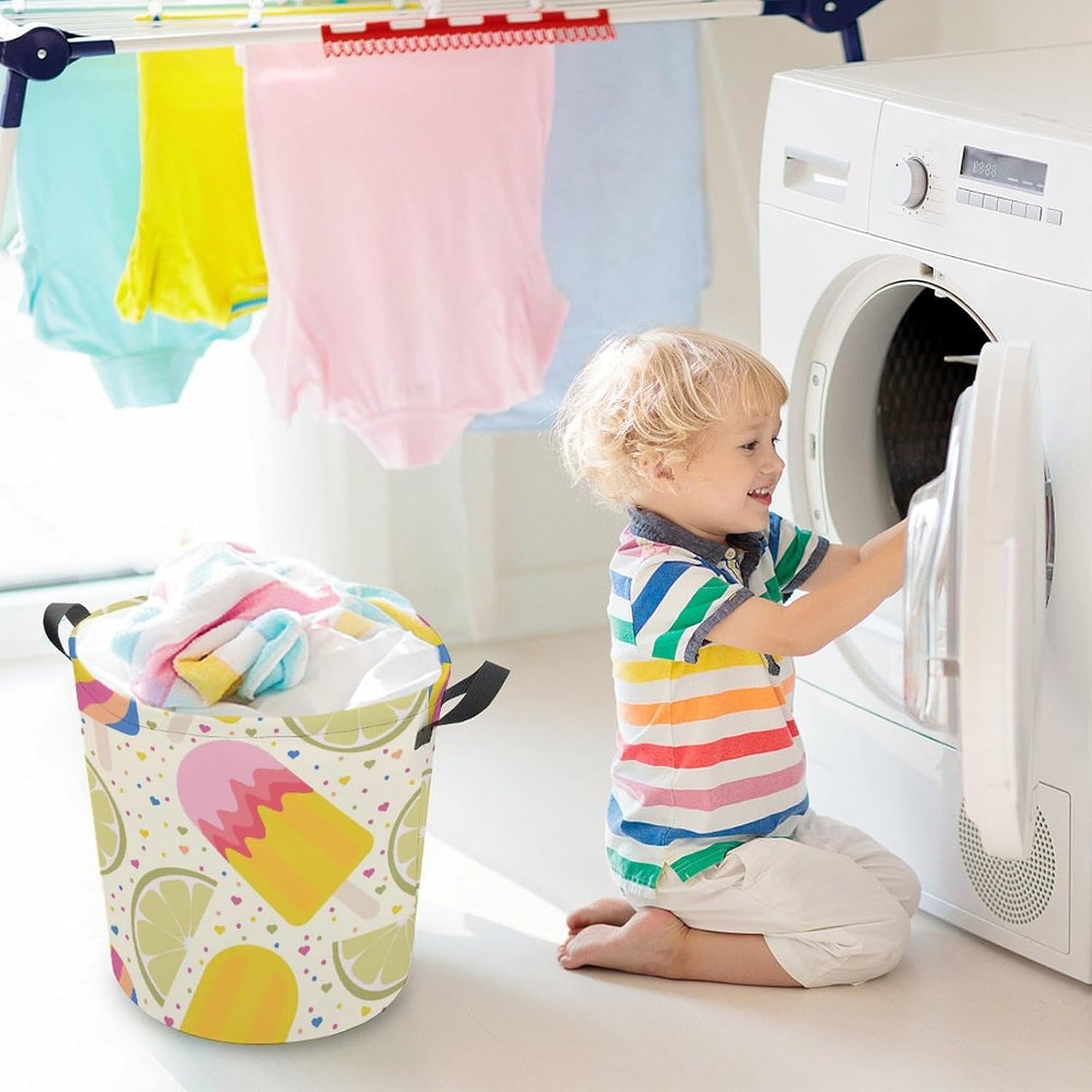 Lemon Ice Cream Laundry Hamper