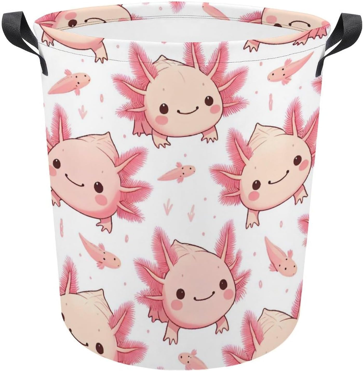 Cartoon Axolotl Pink Laundry Hamper