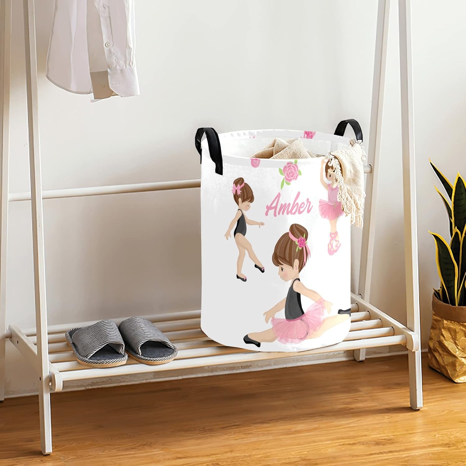 Personalized Ballet Storage Basket with Handles for Laundry