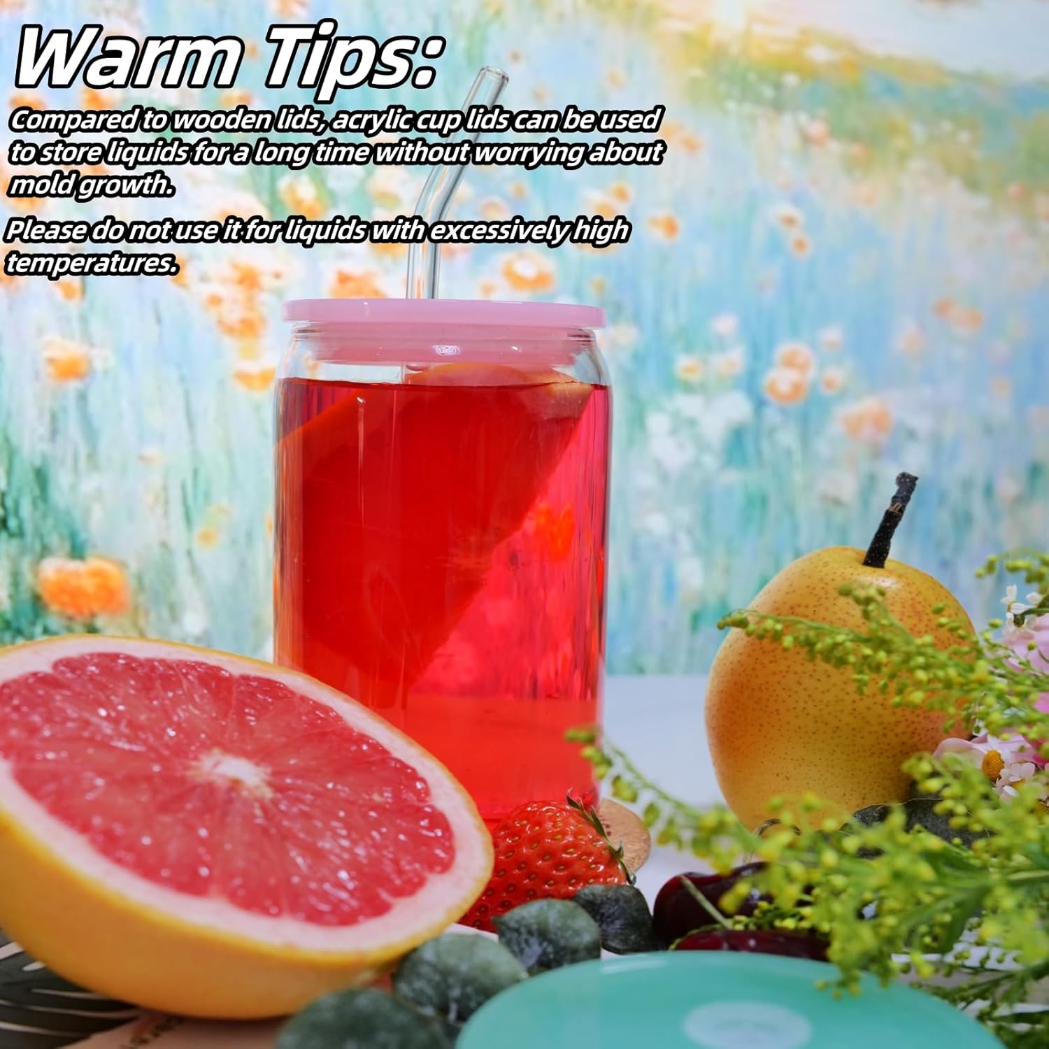 BPA-Free Acrylic Lid for Glass Cup