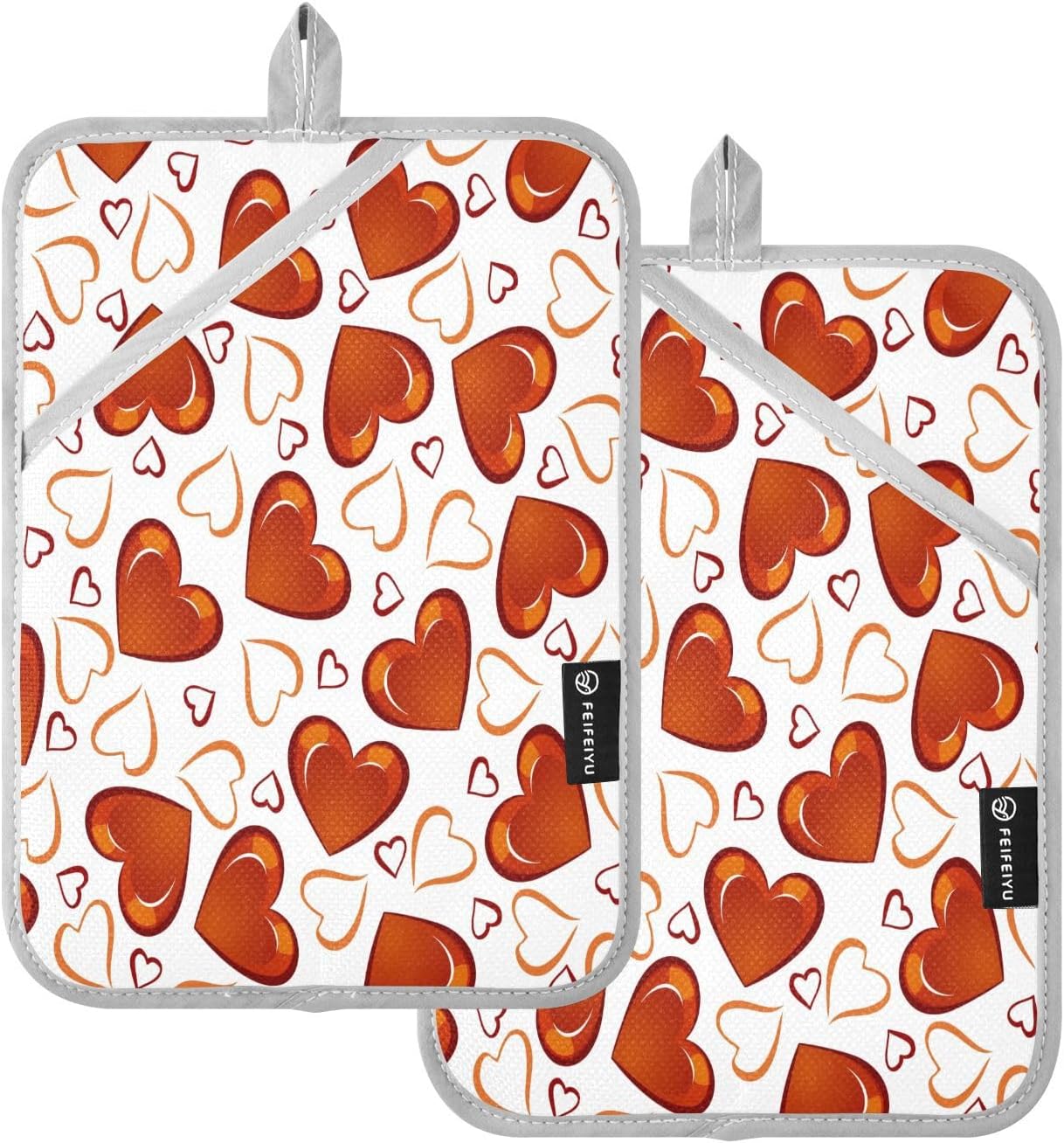 Red Hearts 2-Piece Set Thick and Durable Pot Holder Set