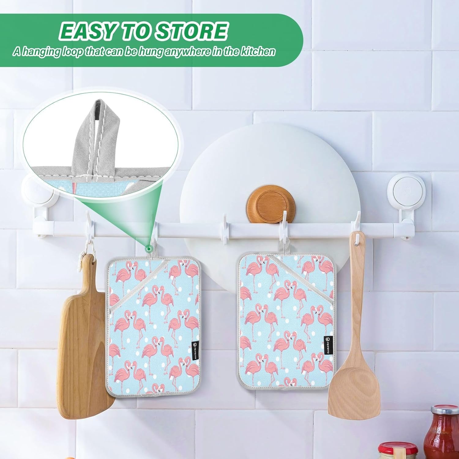 Durable Pink Flamingo Oven Mitts Heat Resistant Potholders for Kitchen