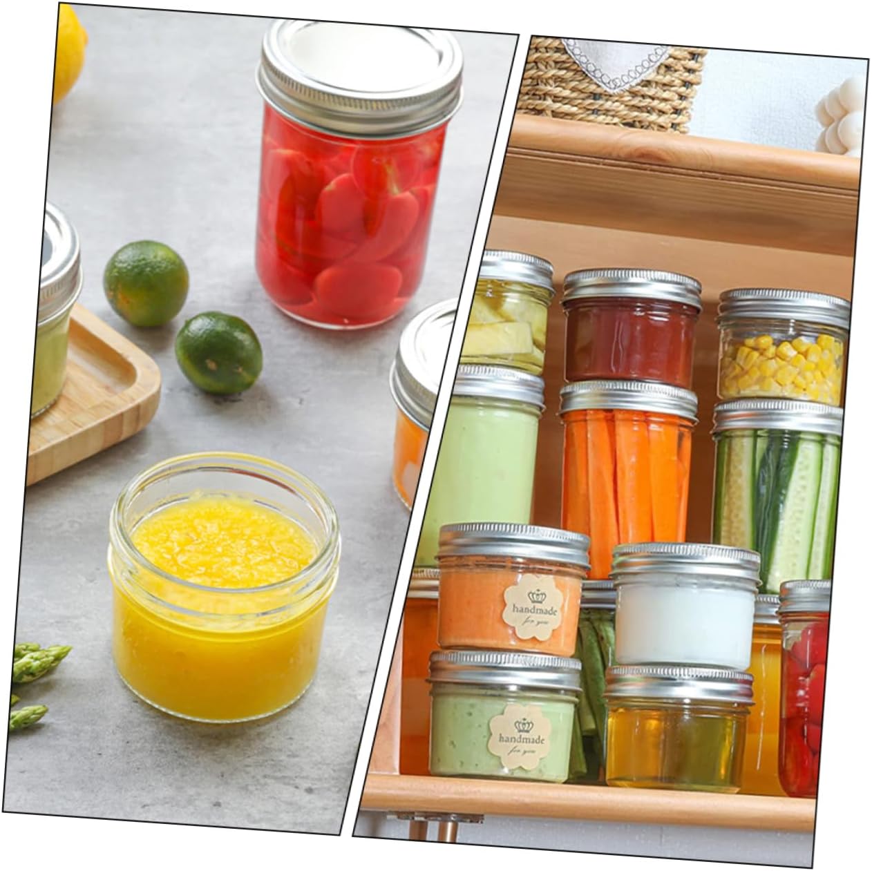 Alipis 8pcs 250ml Plastic Mason Jars with Aluminum Covers