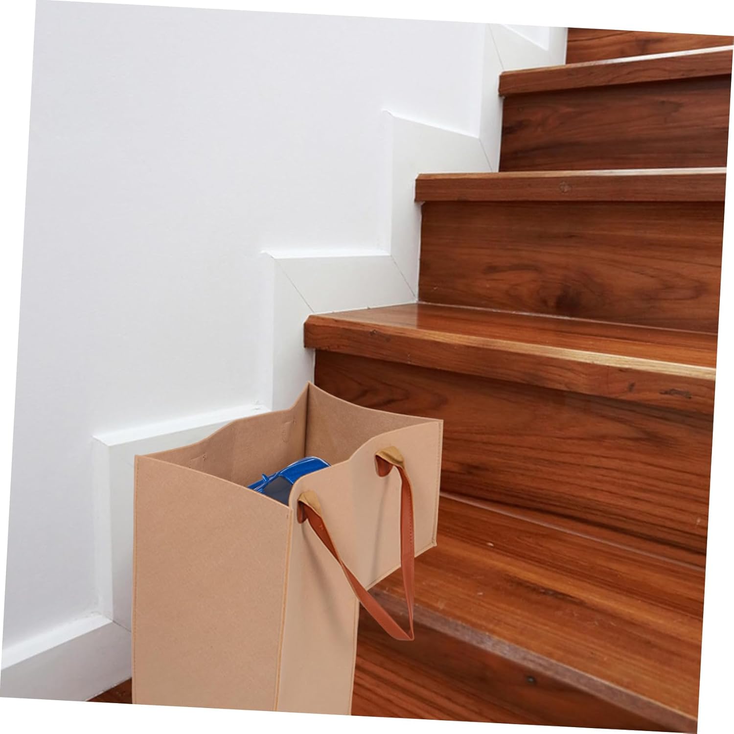 Golden Felt Folding Laundry Hamper for Stairs Efficient Clothes Organizer Basket
