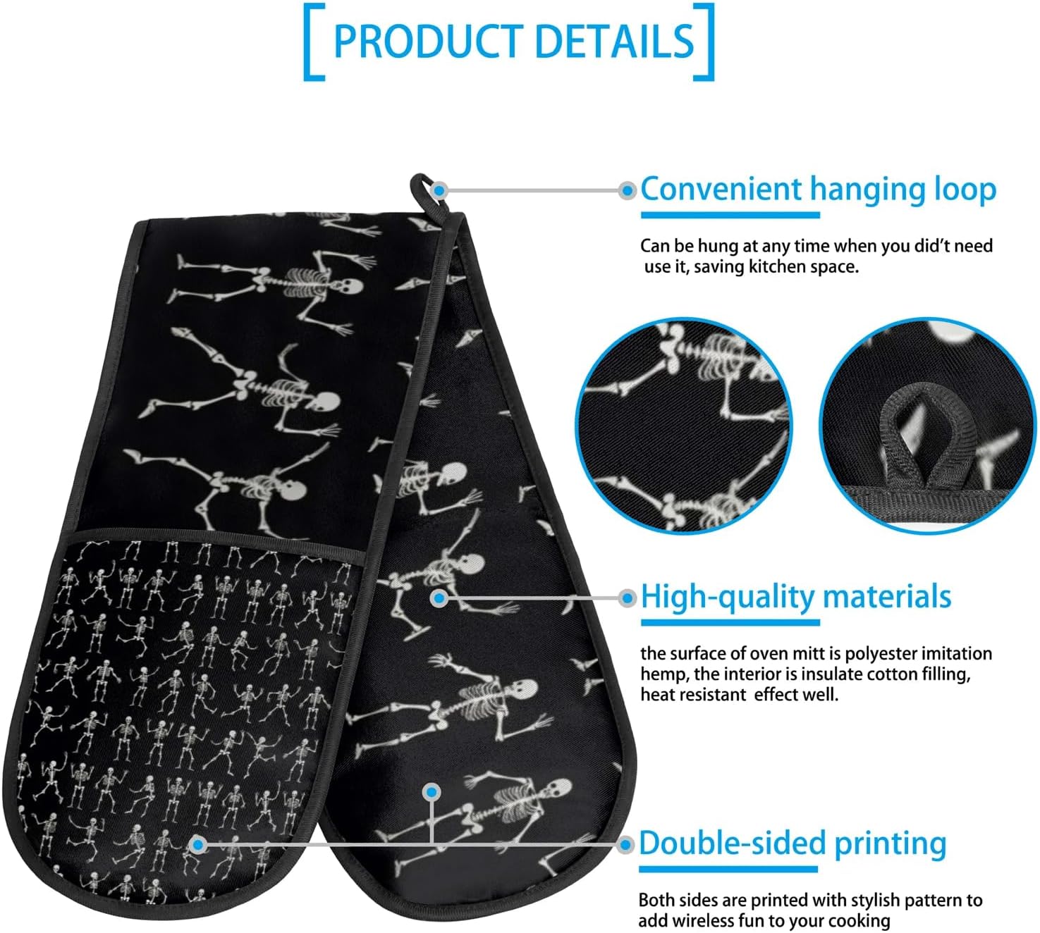 Tavisto Halloween Skull Oven Mitts Heat Resistant Double Gloves