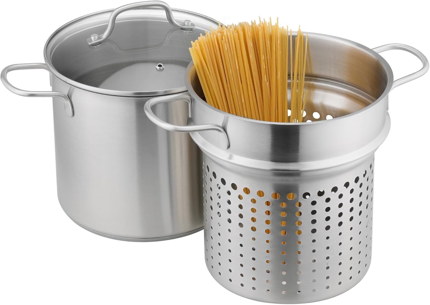 Navaris Stainless Steel Pasta Pot 57 L - Induction Gas Electric Oven Safe