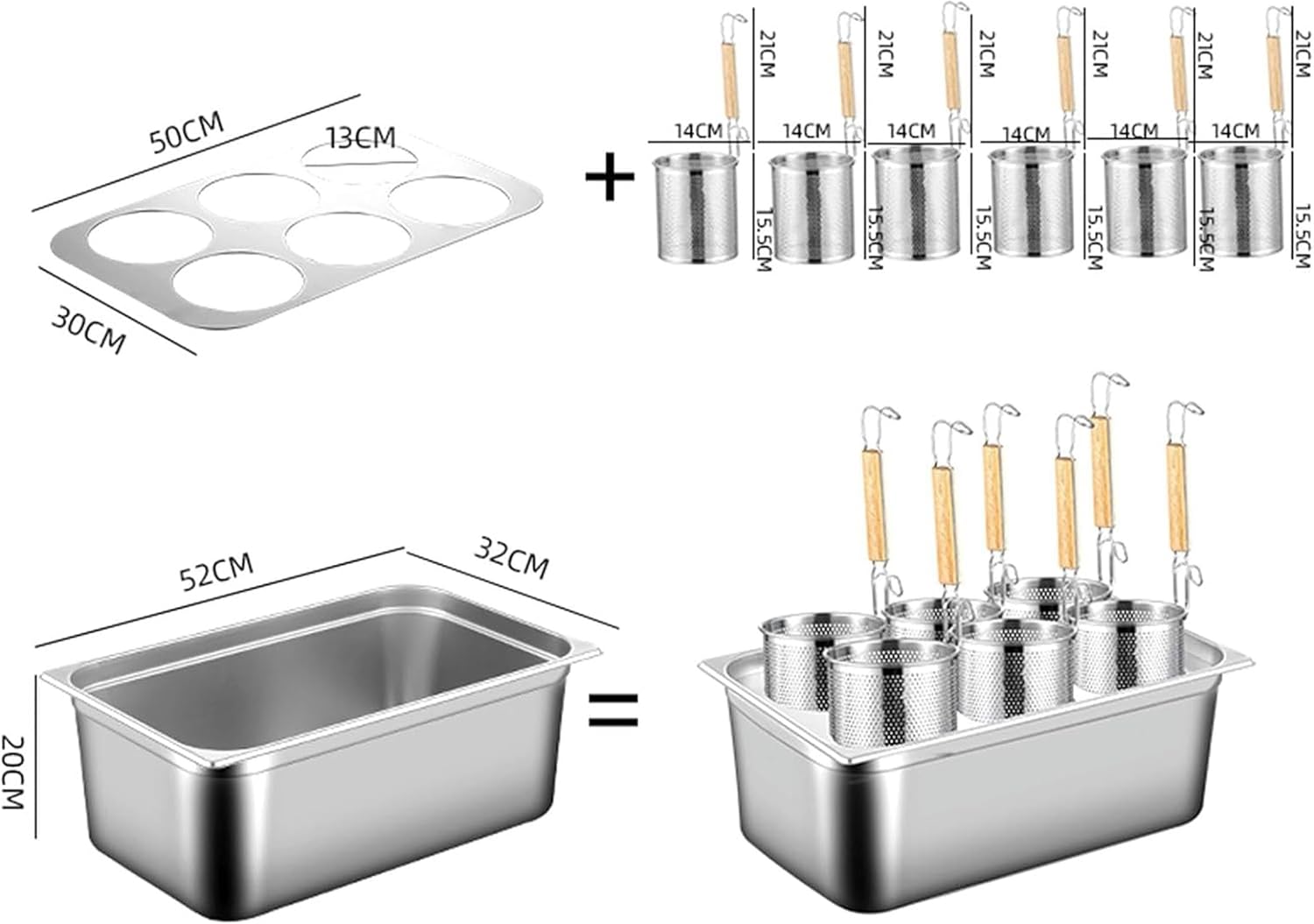 UNbit 6 Holes Pasta Cooker Set Stainless Steel