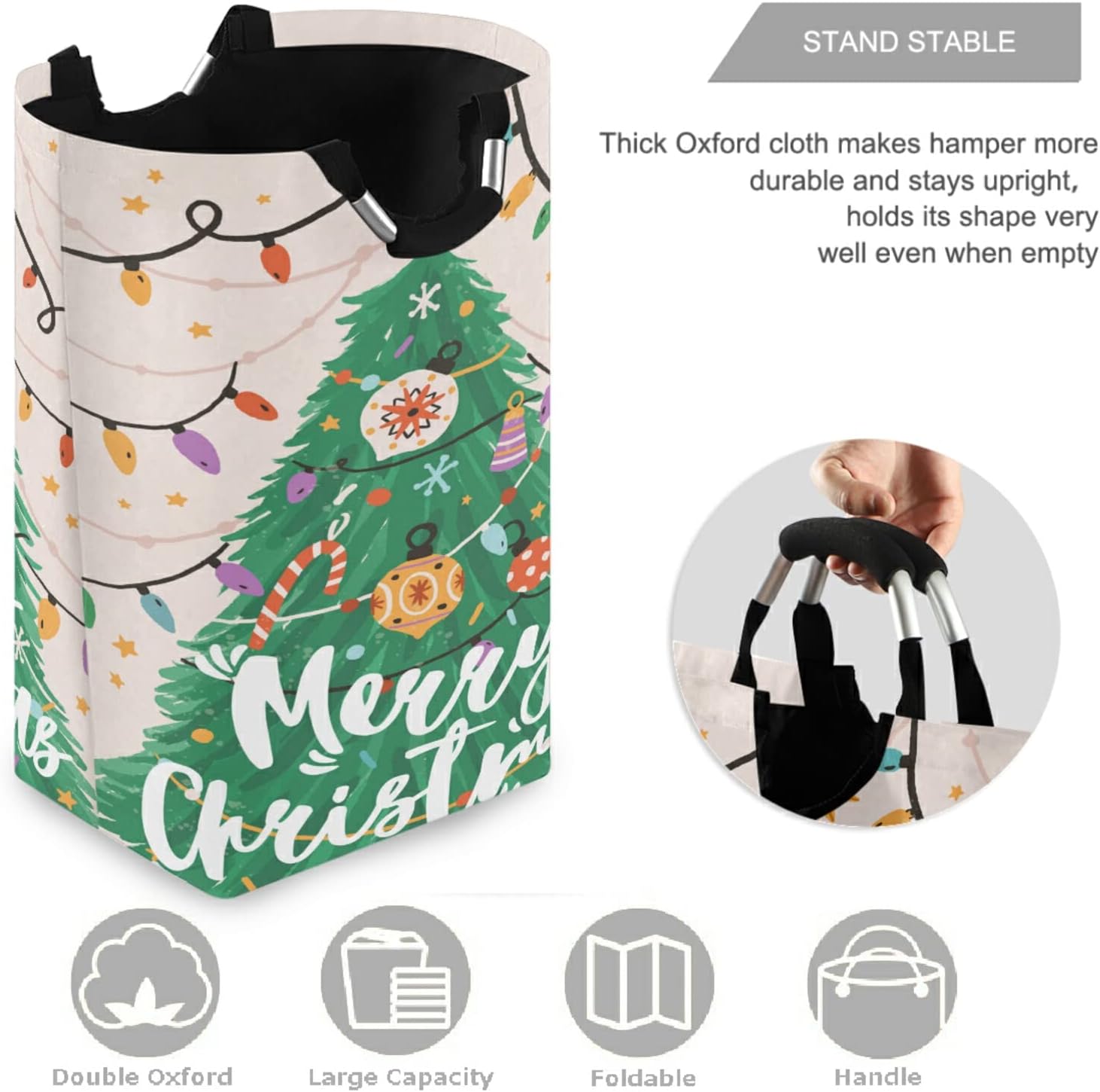 Merry Christmas Water-Resistant Oxford Cloth Storage Baskets