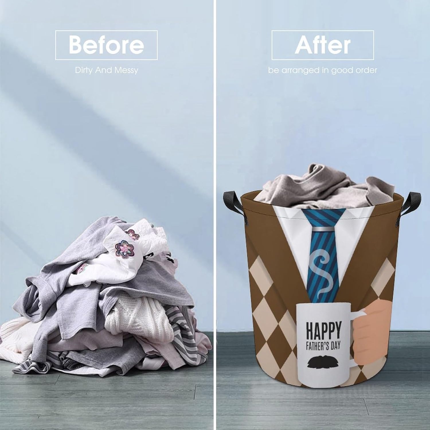 Happy Fathers Day Laundry Hamper with Handles