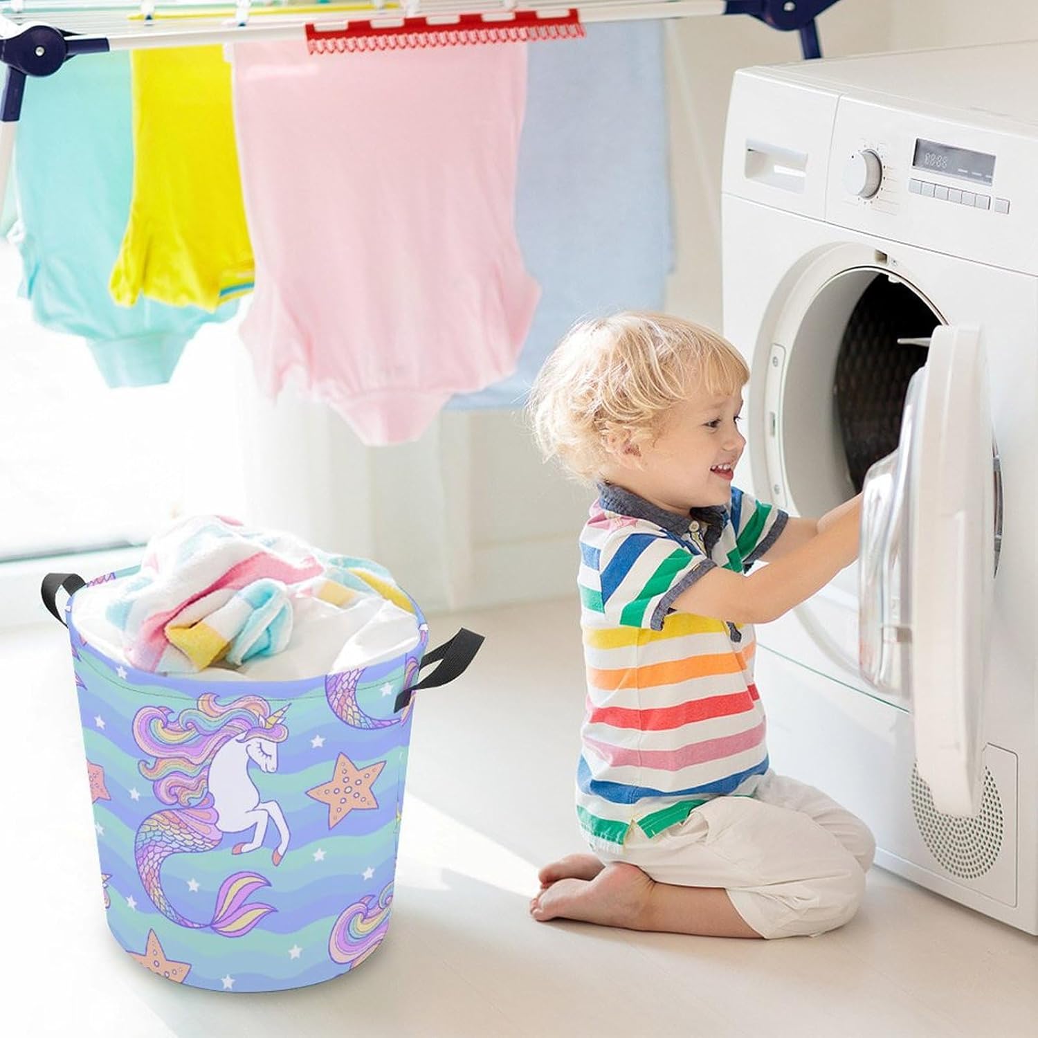 Stylish Portatile Waterproof Collapsible Laundry Hamper for Families College Students