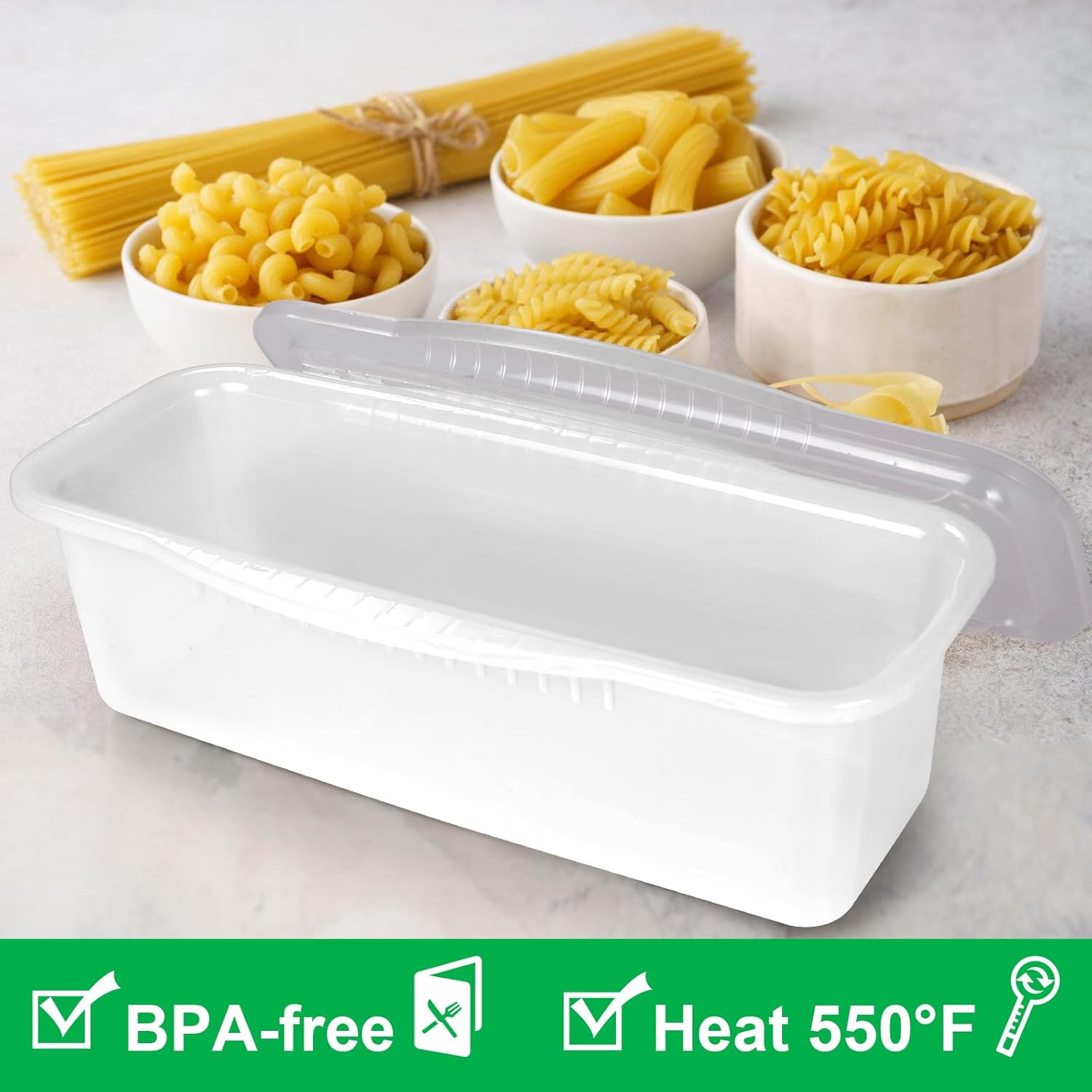 Potahouse Microwave Pasta Cooker With Strainer Lid Quick Easy Cooking
