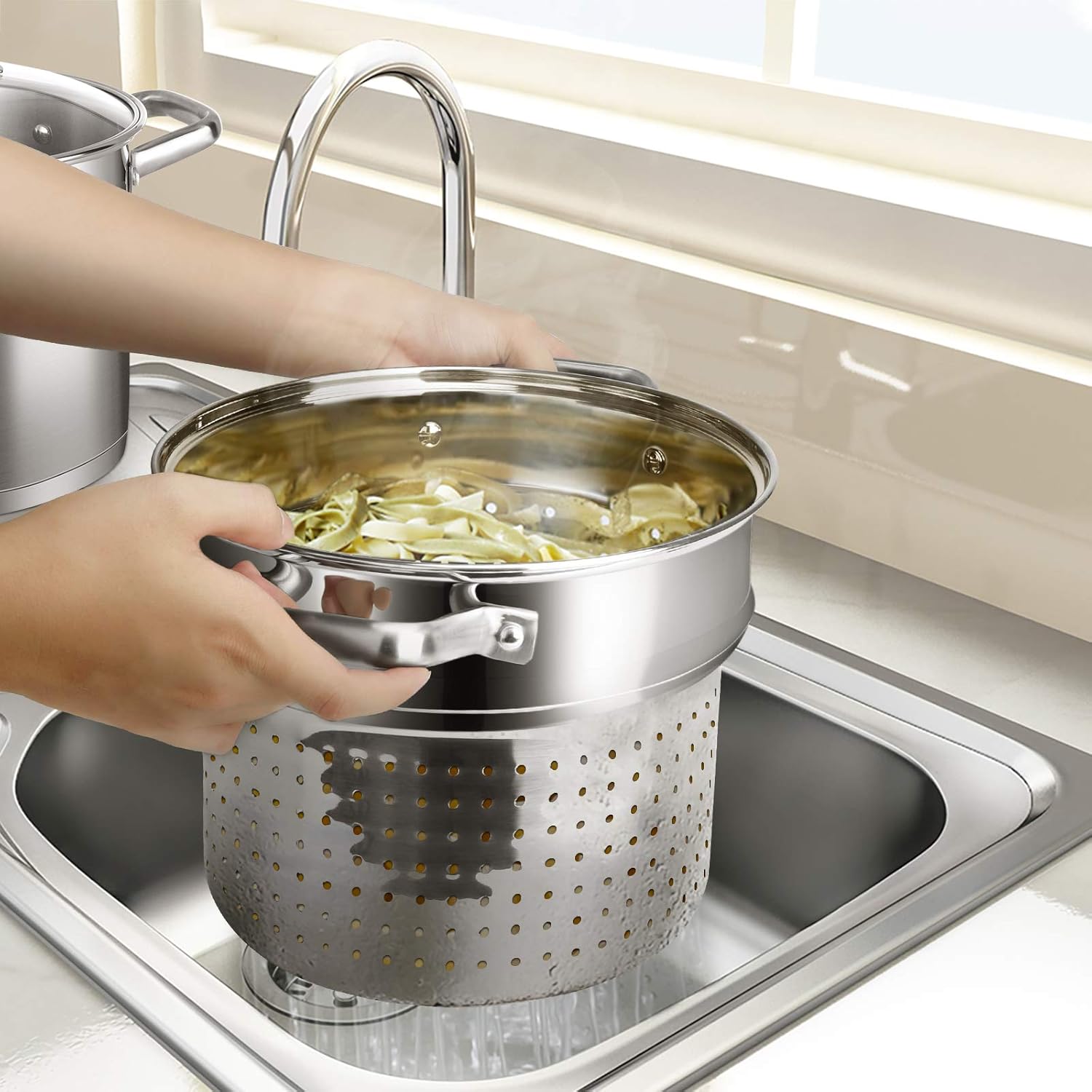 Duxtop Stainless Steel Pasta Pot Set Perfect for Cooking and Steaming