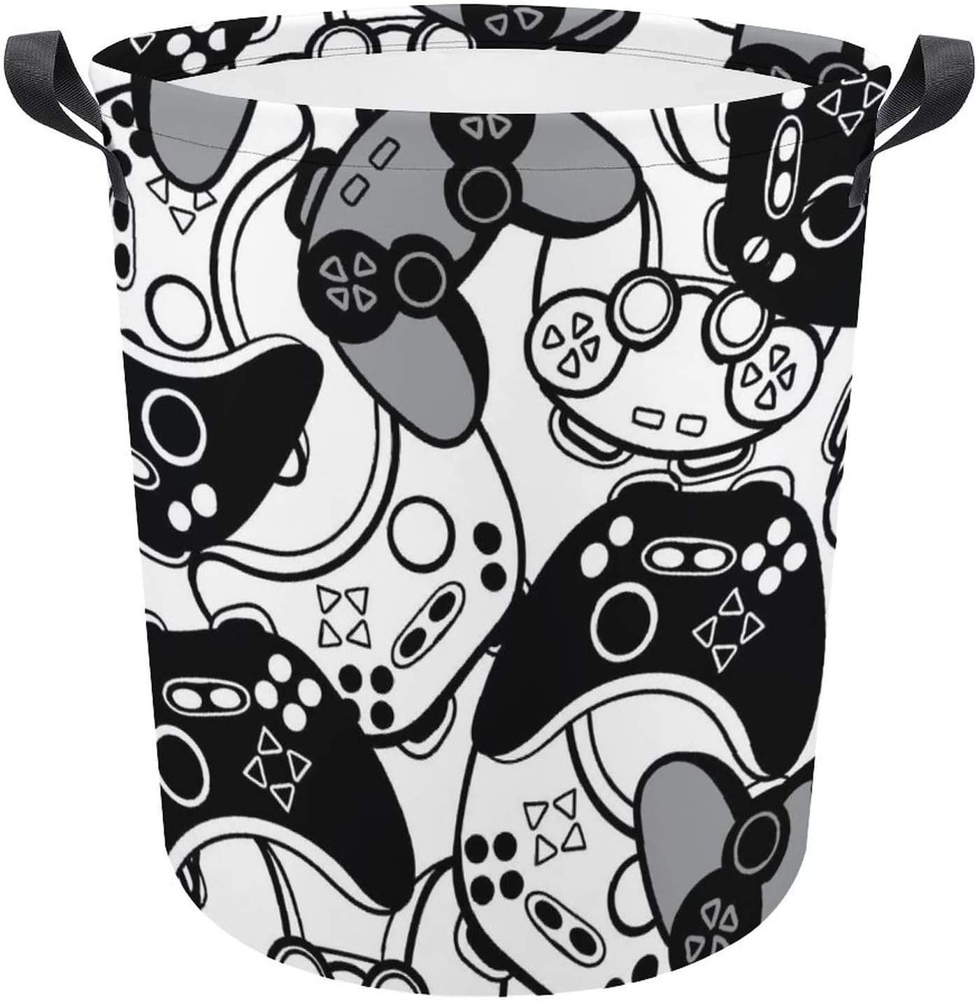 Black and White Joysticks Laundry Baskets Waterproof Durable Collapsible