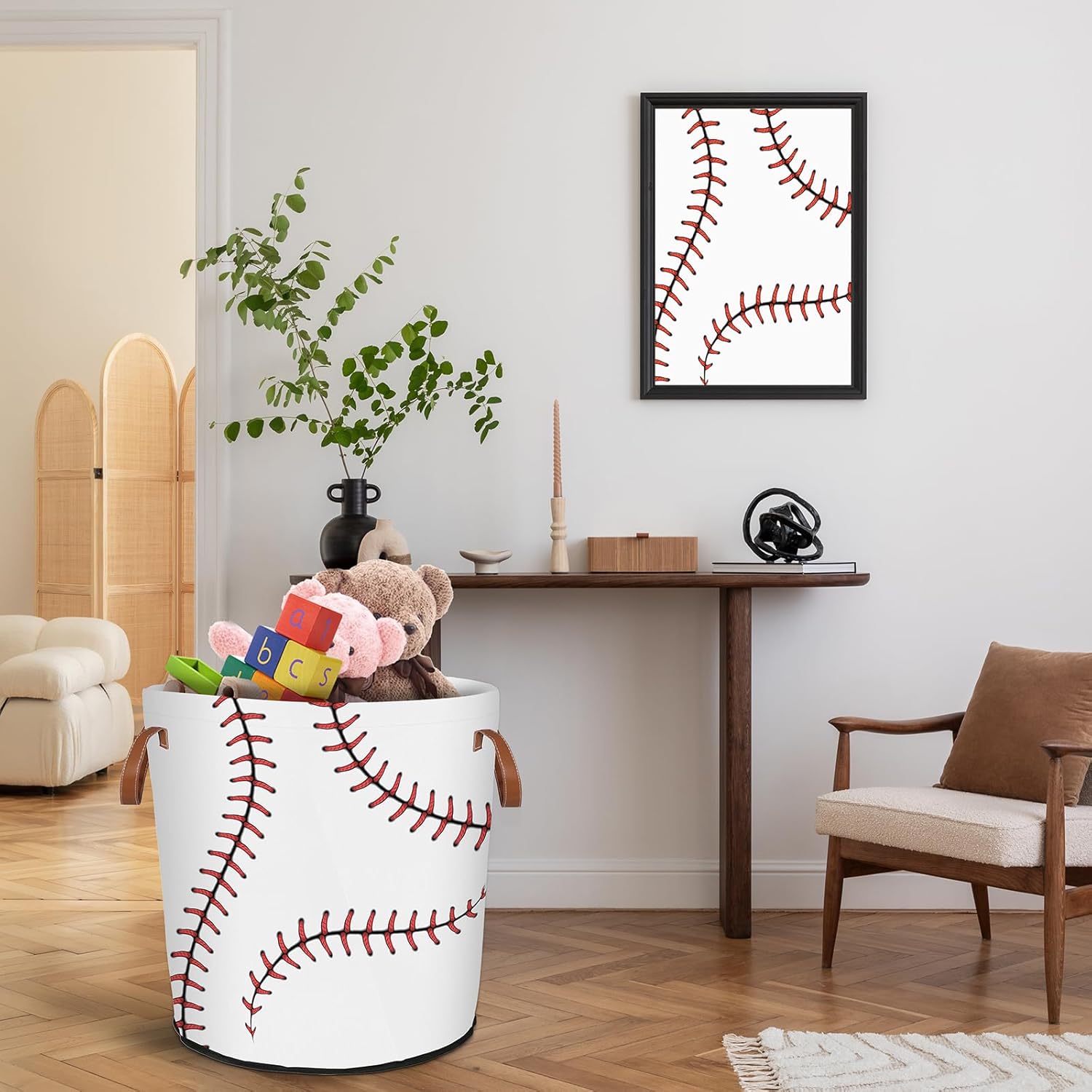 Mozaigos Baseball Texture Laundry Hamper