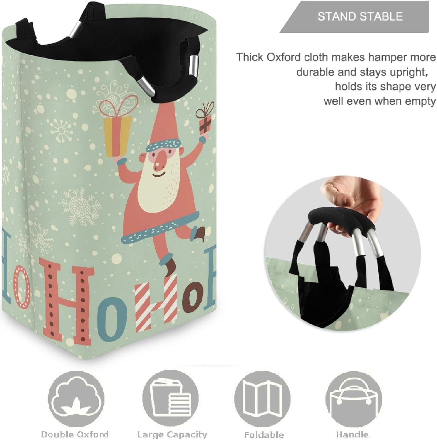 Visesunny Large Capacity Laundry Hamper Basket Funny Santa Claus Gift