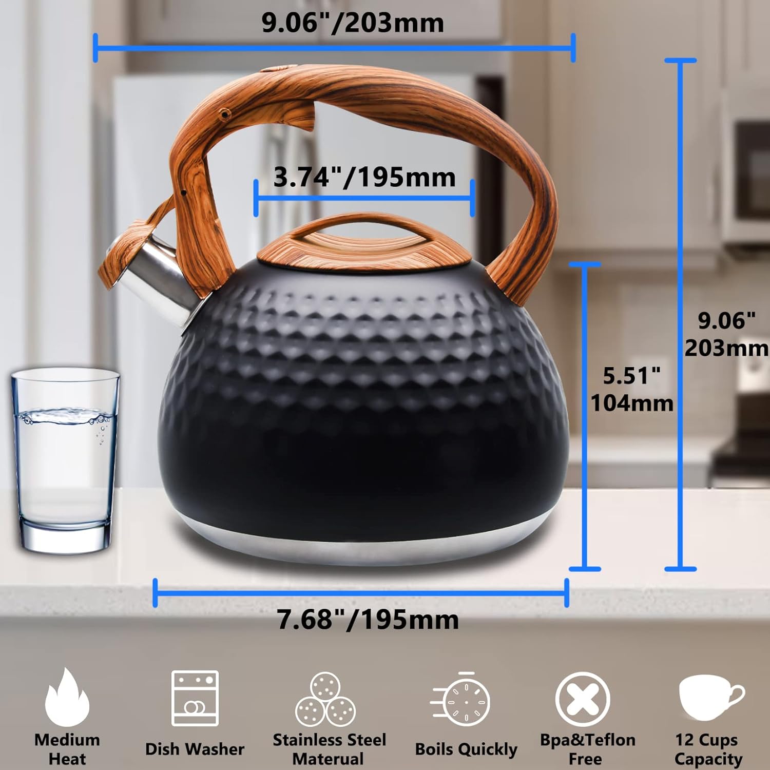 Stainless Steel Tea Kettle with Whistle for Home Use