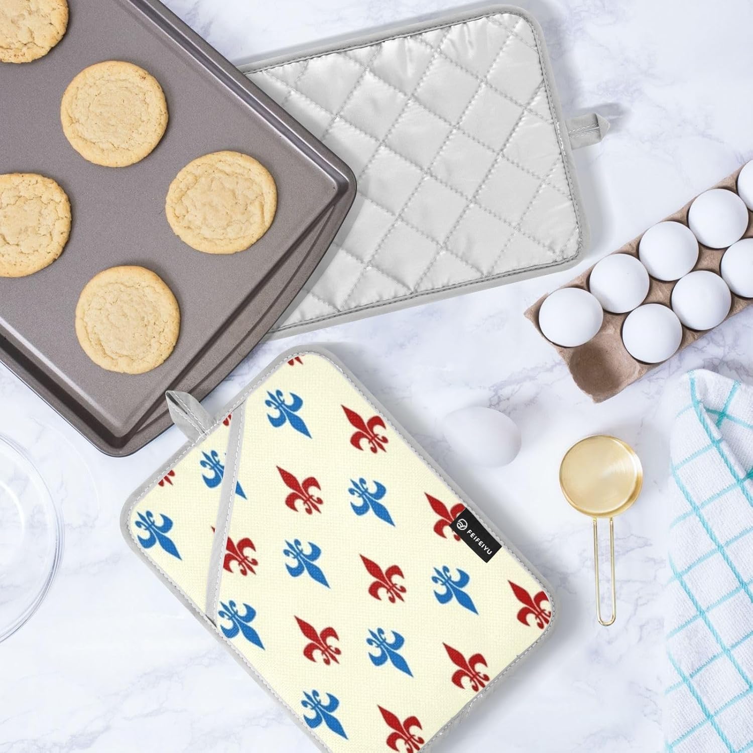 Kcldeci Fleur De LYS 2Pack Heat Resistant Oven Mitts 1