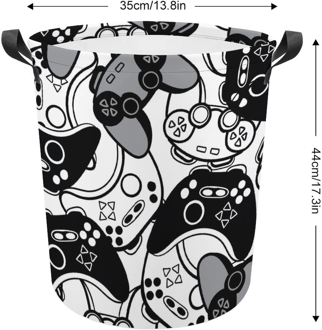 Black and White Joysticks Laundry Baskets Waterproof Durable Collapsible