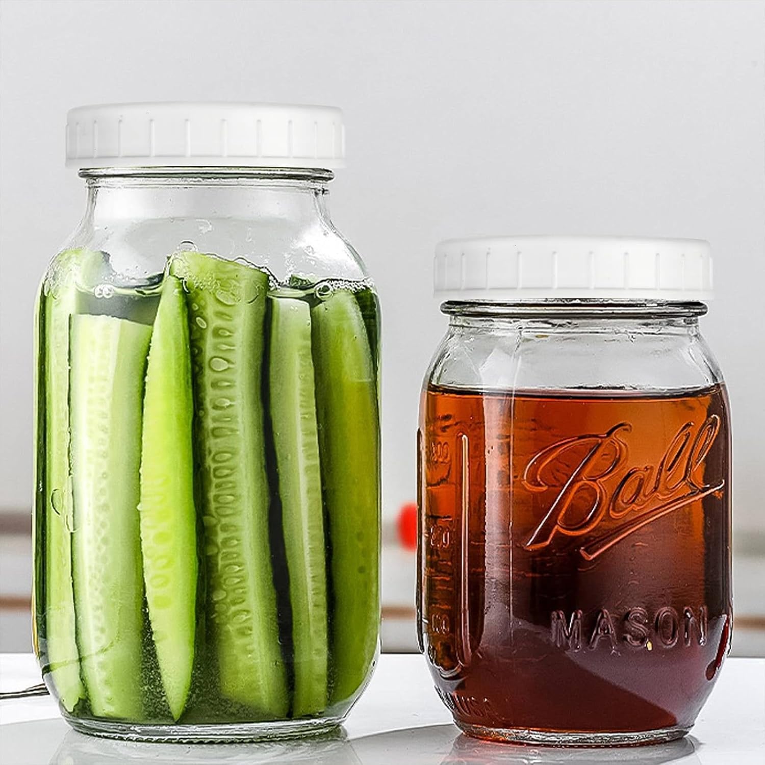 Wide-Mouth Plastic Lids for MasonCanning Jars - Leak-Proof BPA-Free