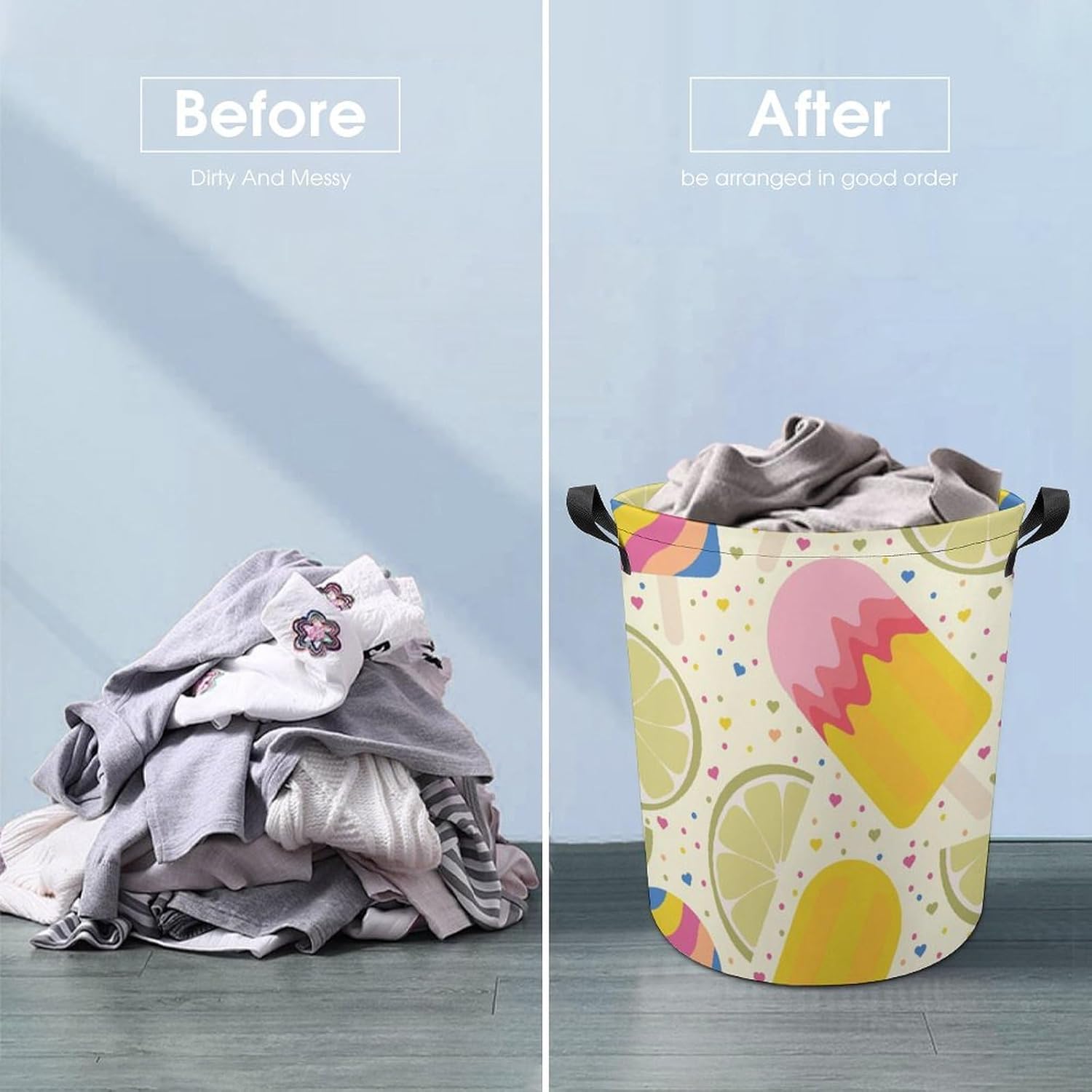 Lemon Ice Cream Laundry Hamper