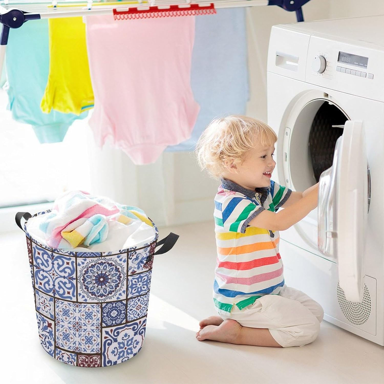 MEIKKO Tile Talavera Style Laundry Hamper