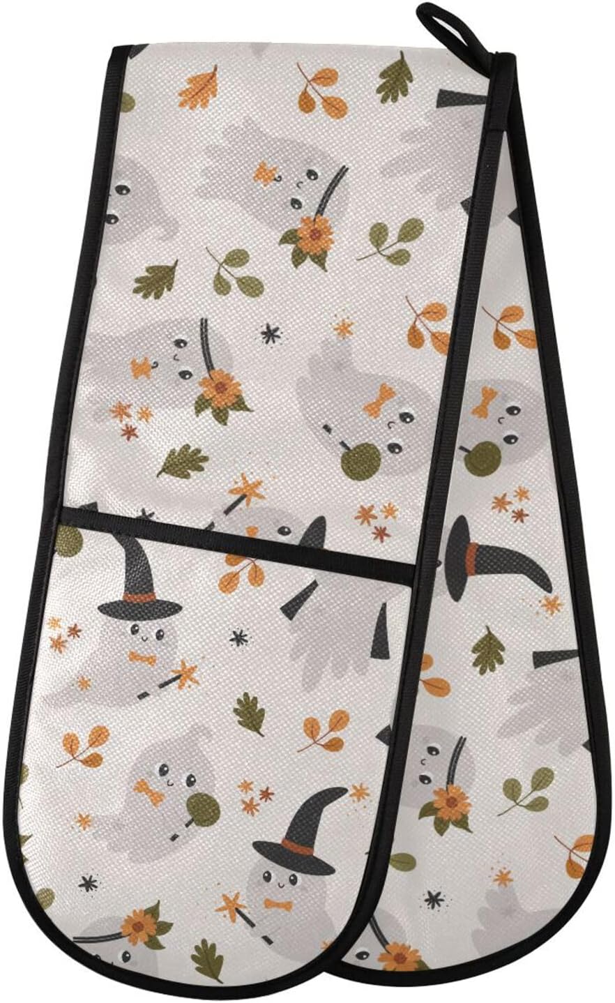 Susiyo Double Oven Mitts Halloween Ghosts Heat Resistant 1