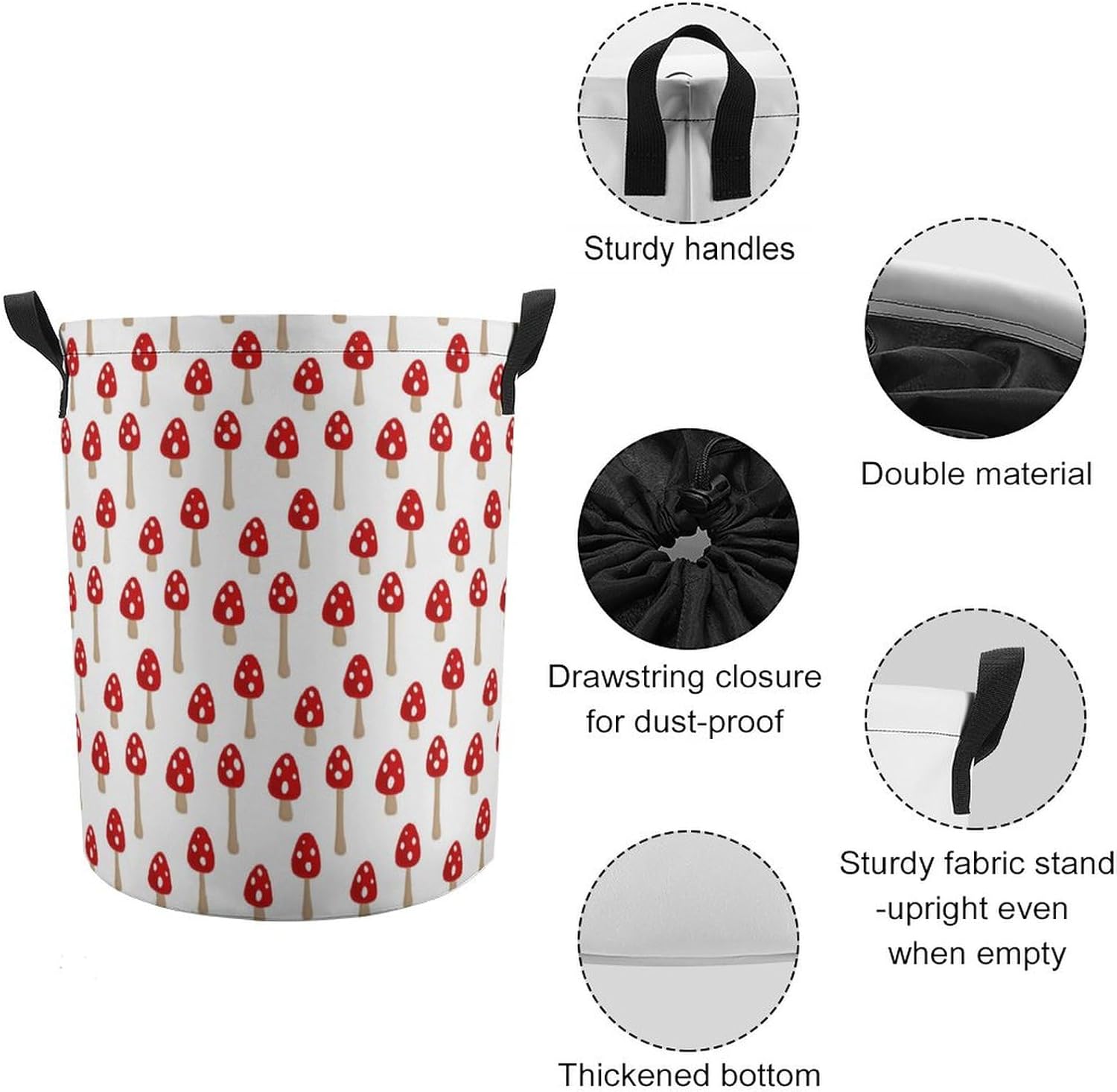 Durable Collapsible Mushroom Laundry Hamper for Home Bedroom Storage
