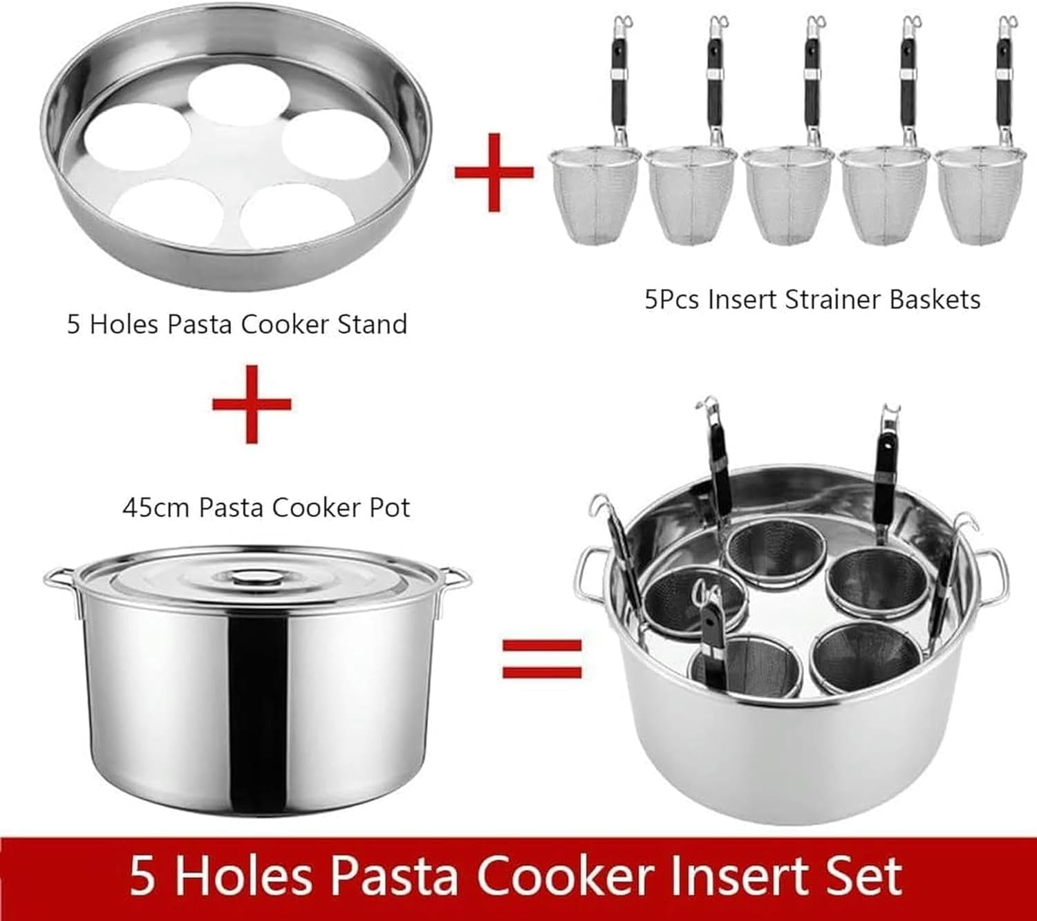 Bright Side 5 Hole Stainless Steel Pasta Cooker