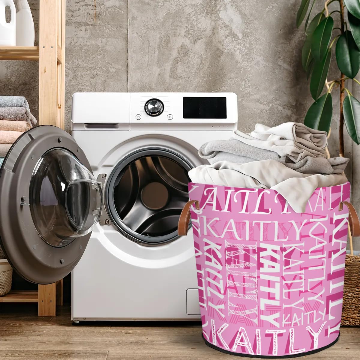 Personalized Pink Storage Tote - Waterproof Collapsible Laundry Basket