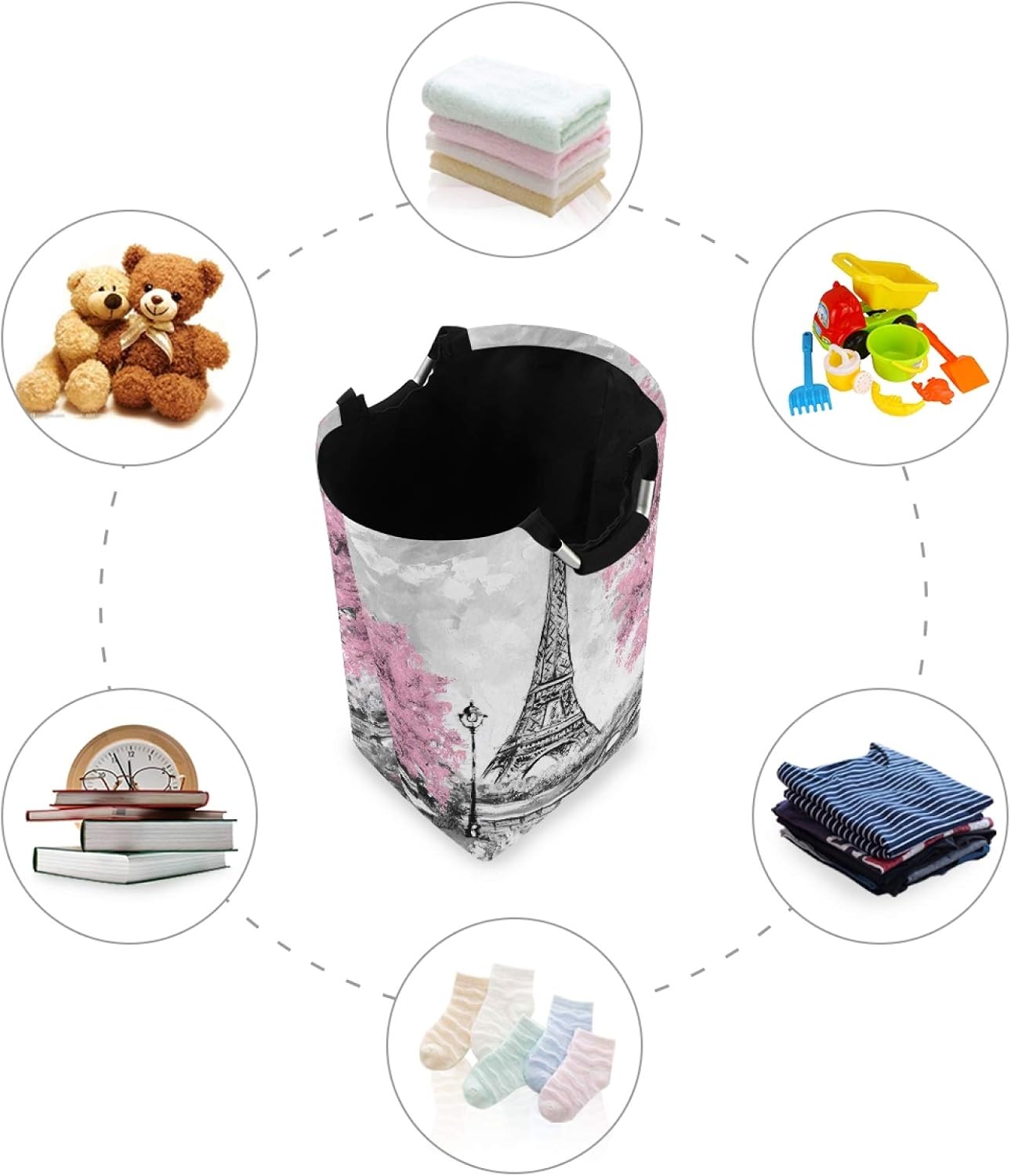 Xigua Pink Paris Tower Laundry Hamper