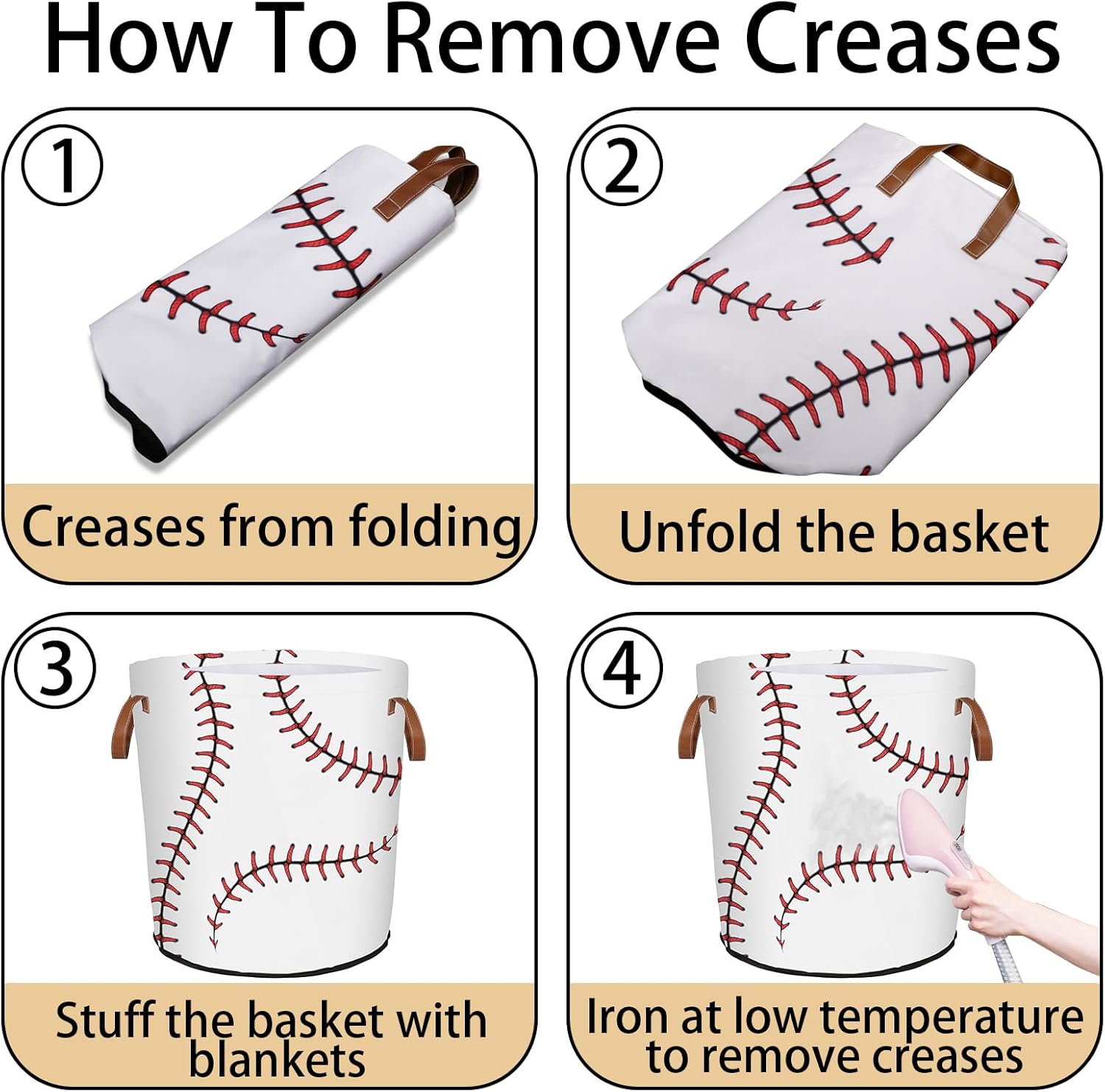 Mozaigos Baseball Texture Laundry Hamper