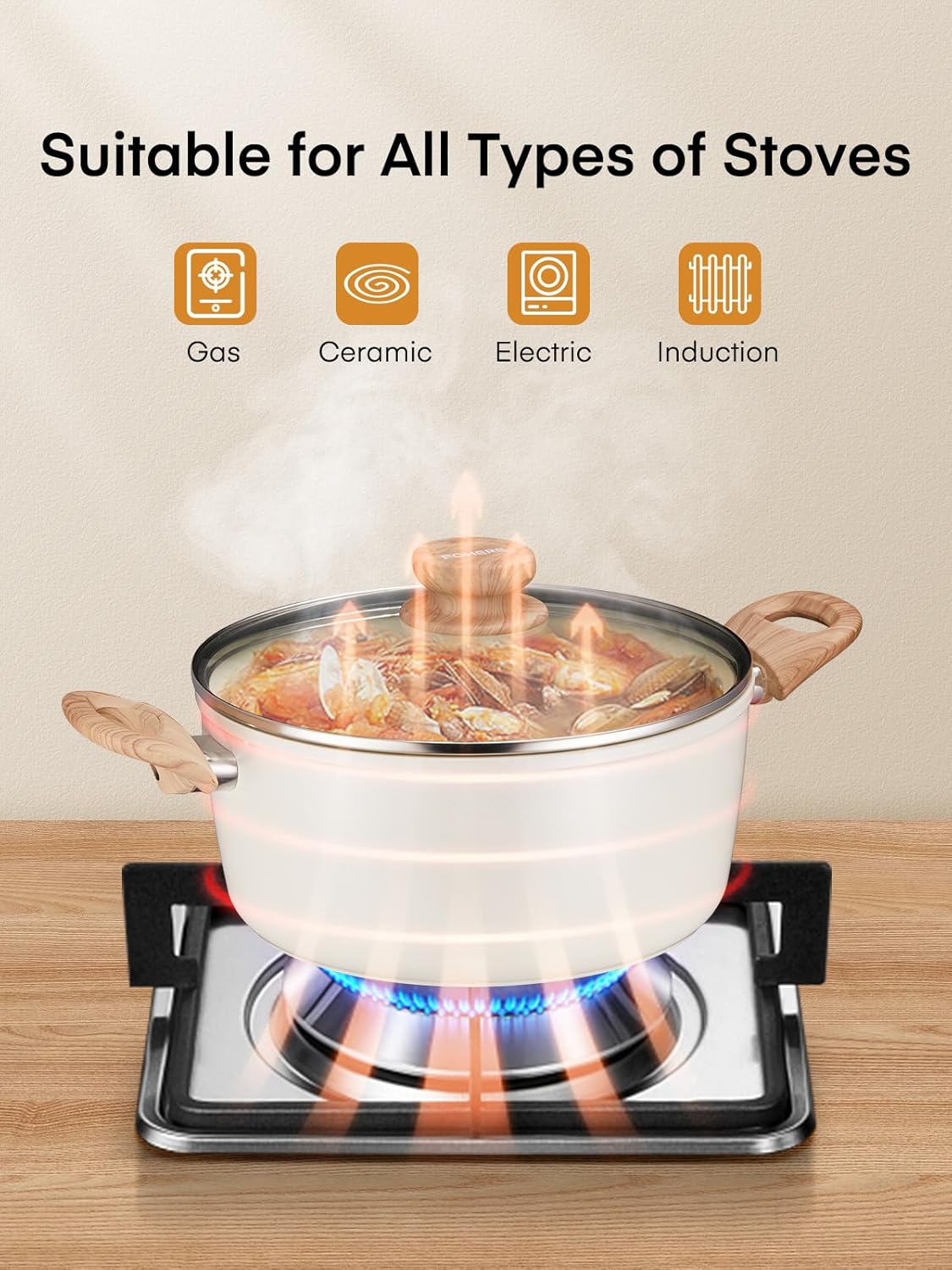 15PCS Non-stick Cookware Set for Induction Cooking