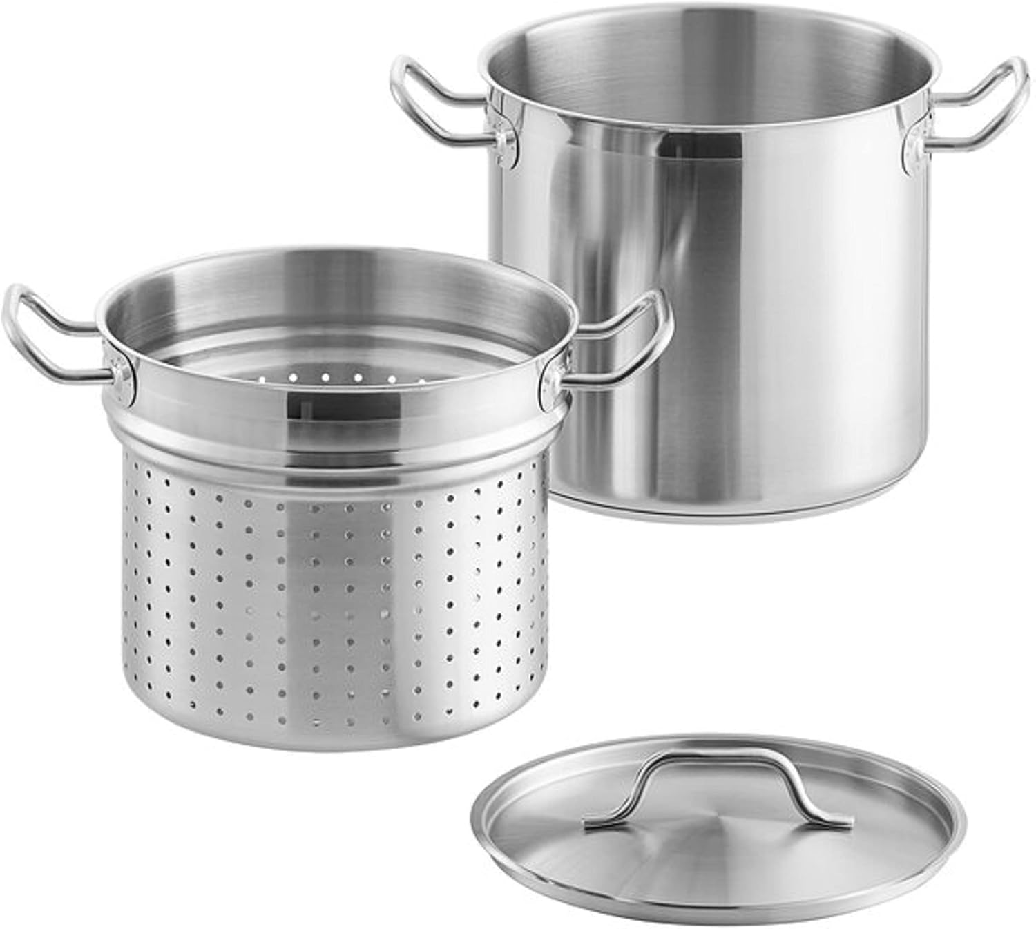 TrueCraftware 20 qt Stainless Steel Pasta Cooker with Lid Lid Induction Oven Safe