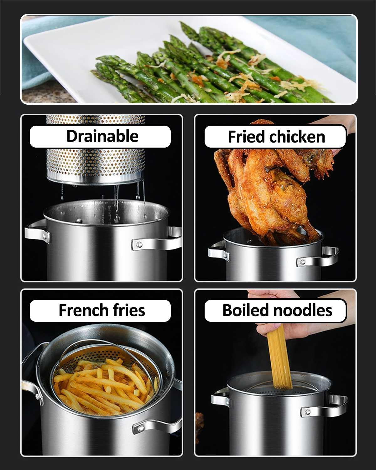 BINGWANG Pasta Pots Asparagus Steamer Pot