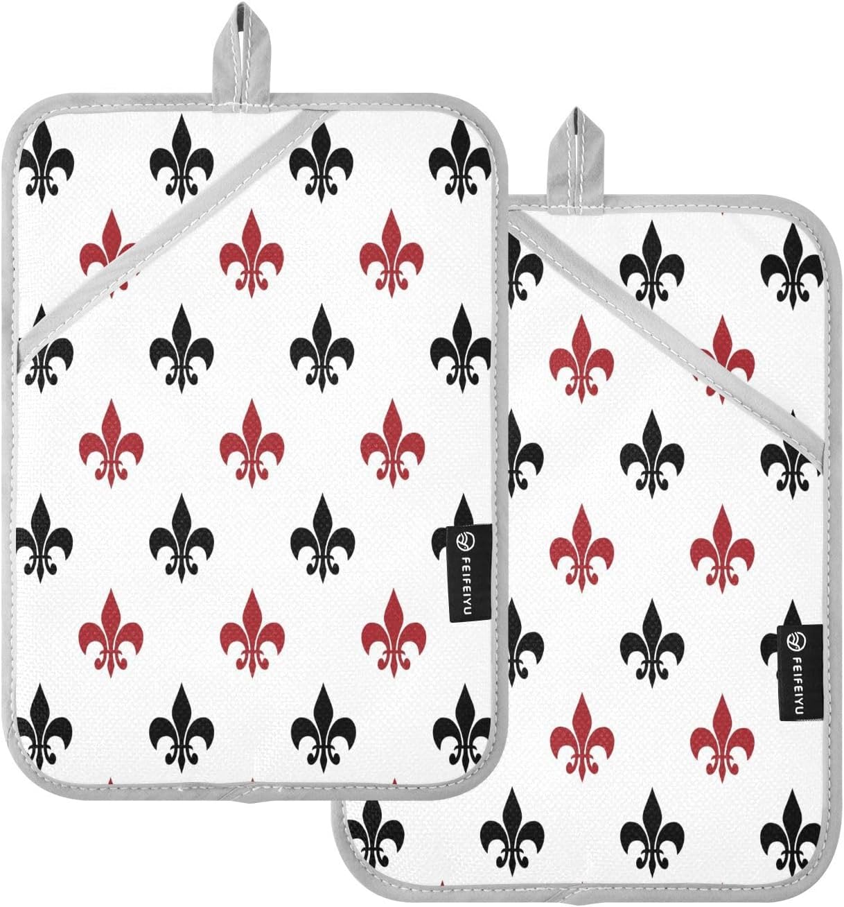 Fleur De Lis RedFrench Damask Heat-Resistant Pot Holders