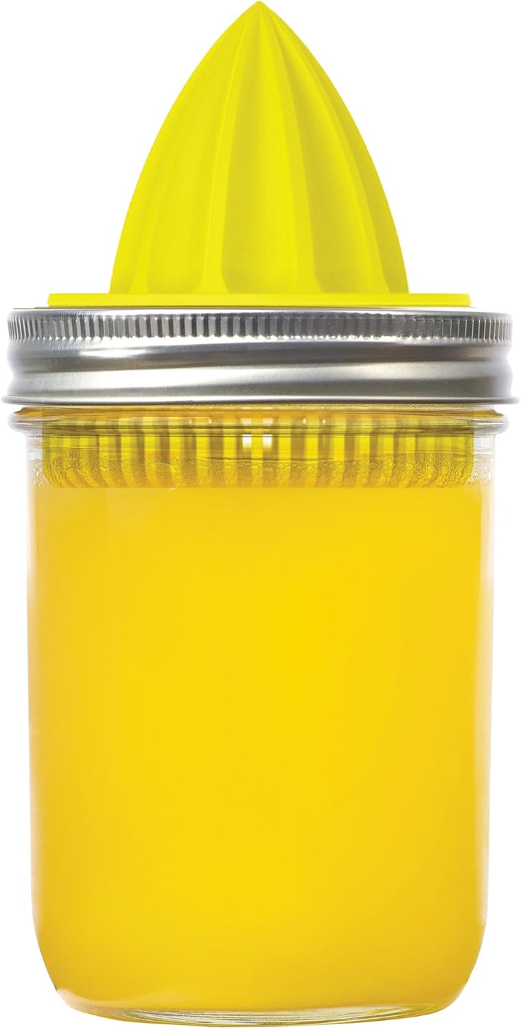 Jarware Wide Mouth Mason Jar Citrus Juicer Lid Yellow