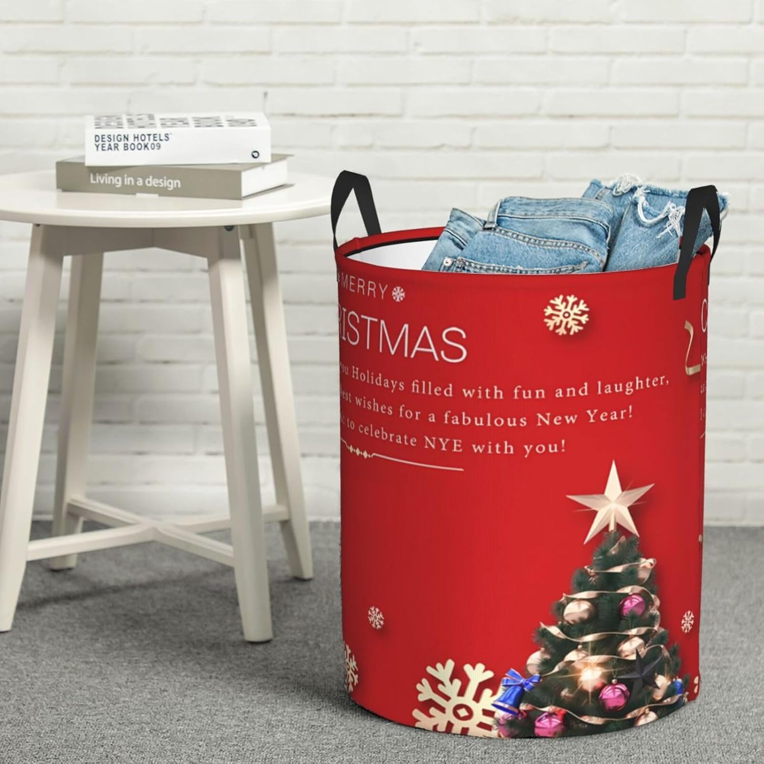 Merry Christmas Tree Snowflake Collapsible Laundry Basket