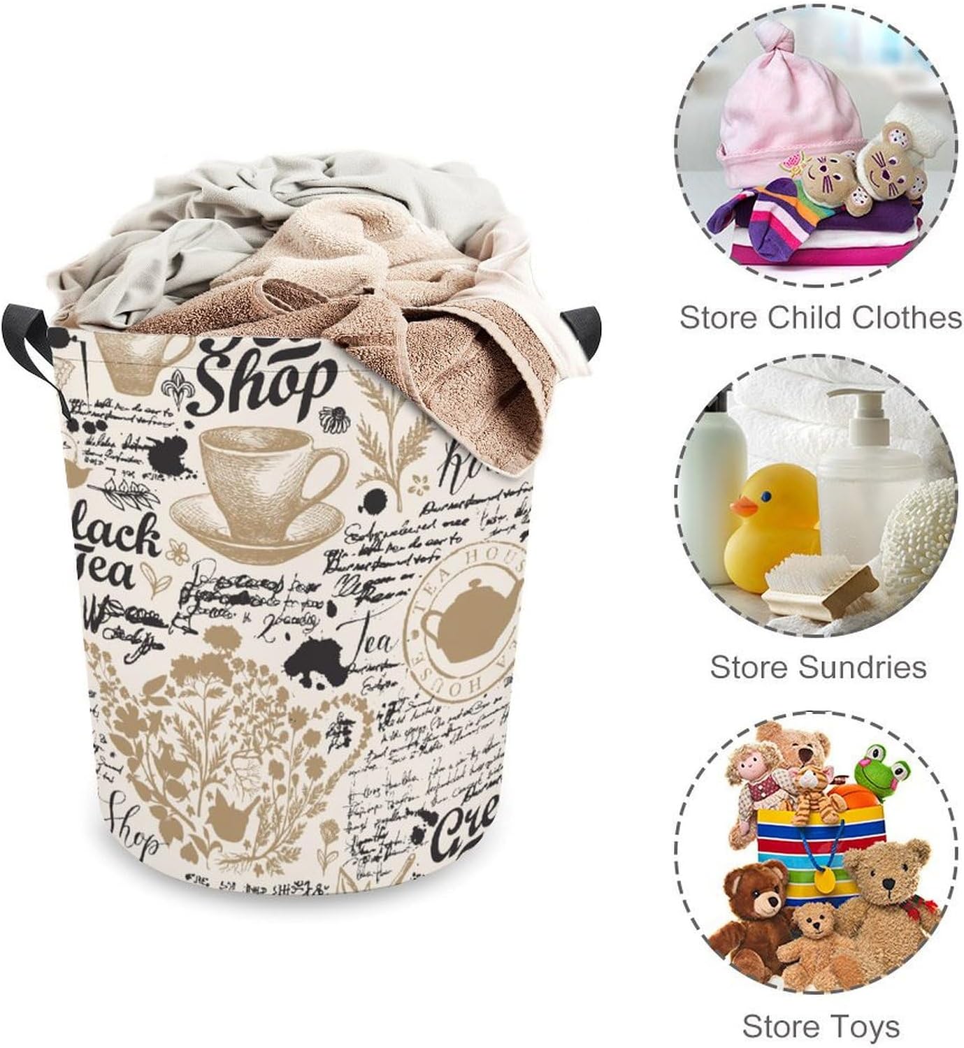 Premium Waterproof Organizer Bin with Teal Sketches Design Family Storage Solutions